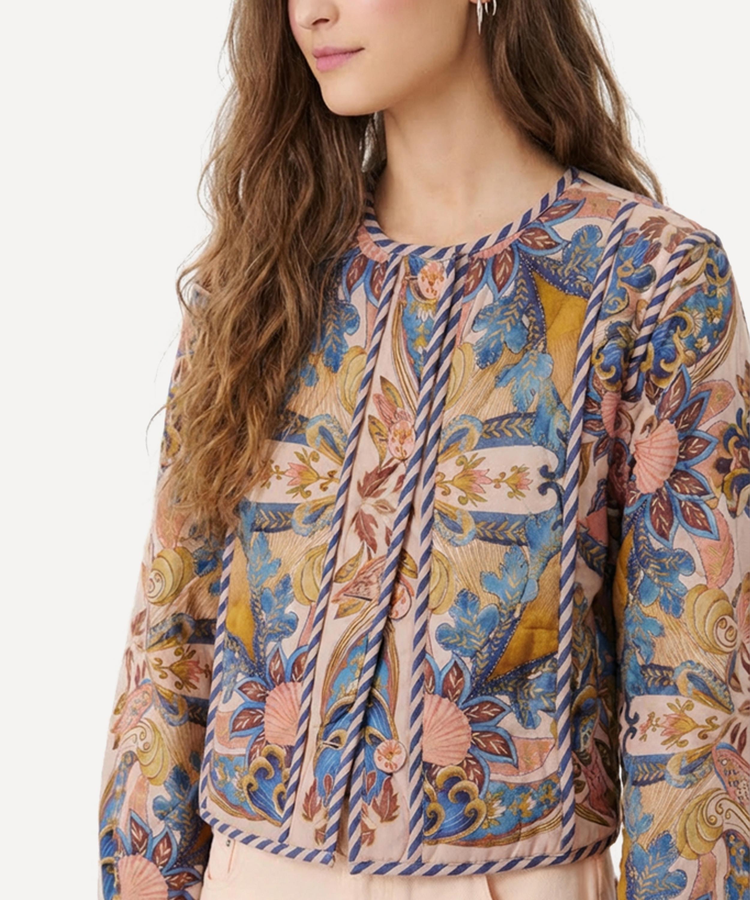 FARM Rio - Soft Pink Sea Garden Scarf Buttoned Jacket