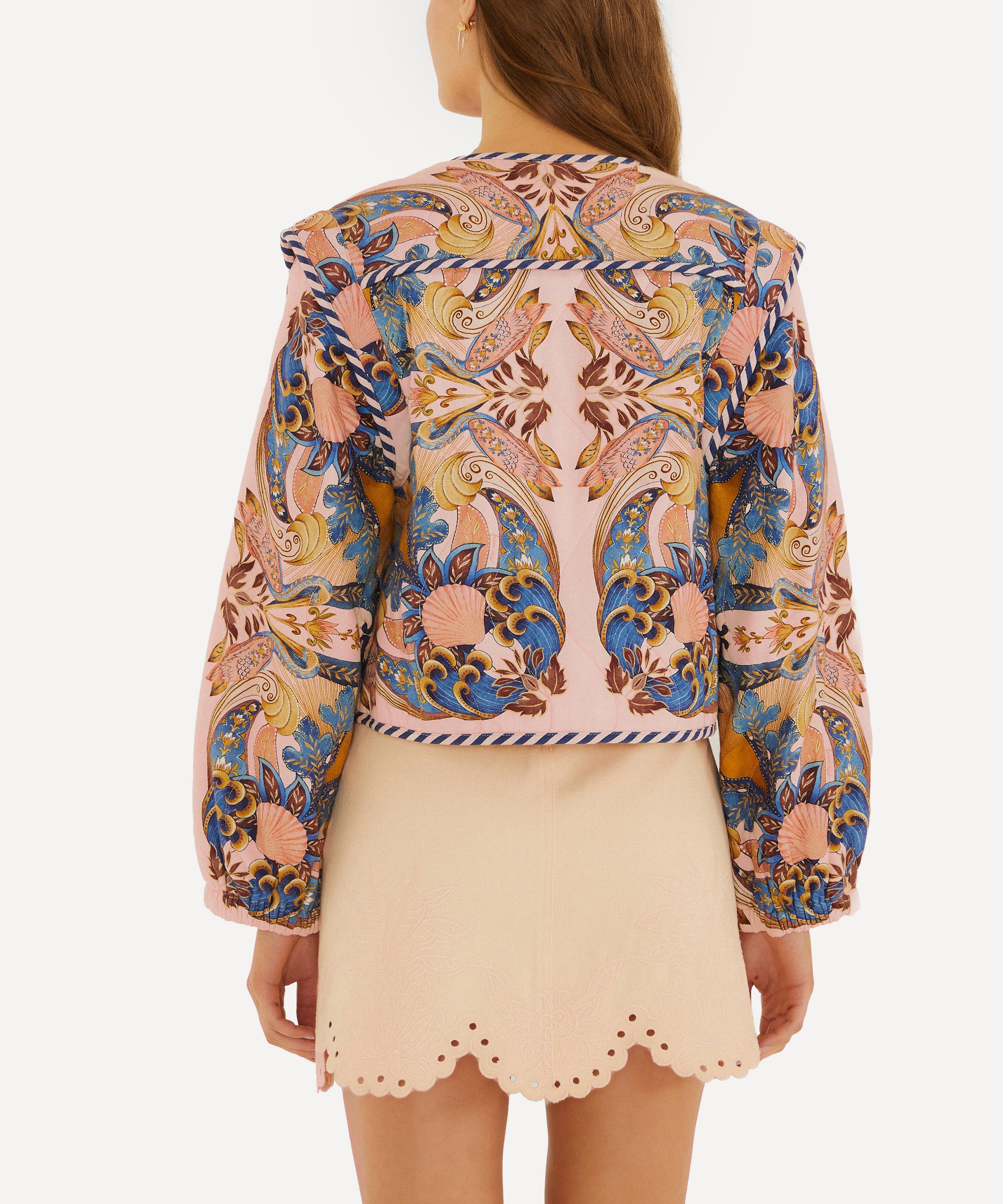 FARM Rio - Soft Pink Sea Garden Scarf Buttoned Jacket image number 1