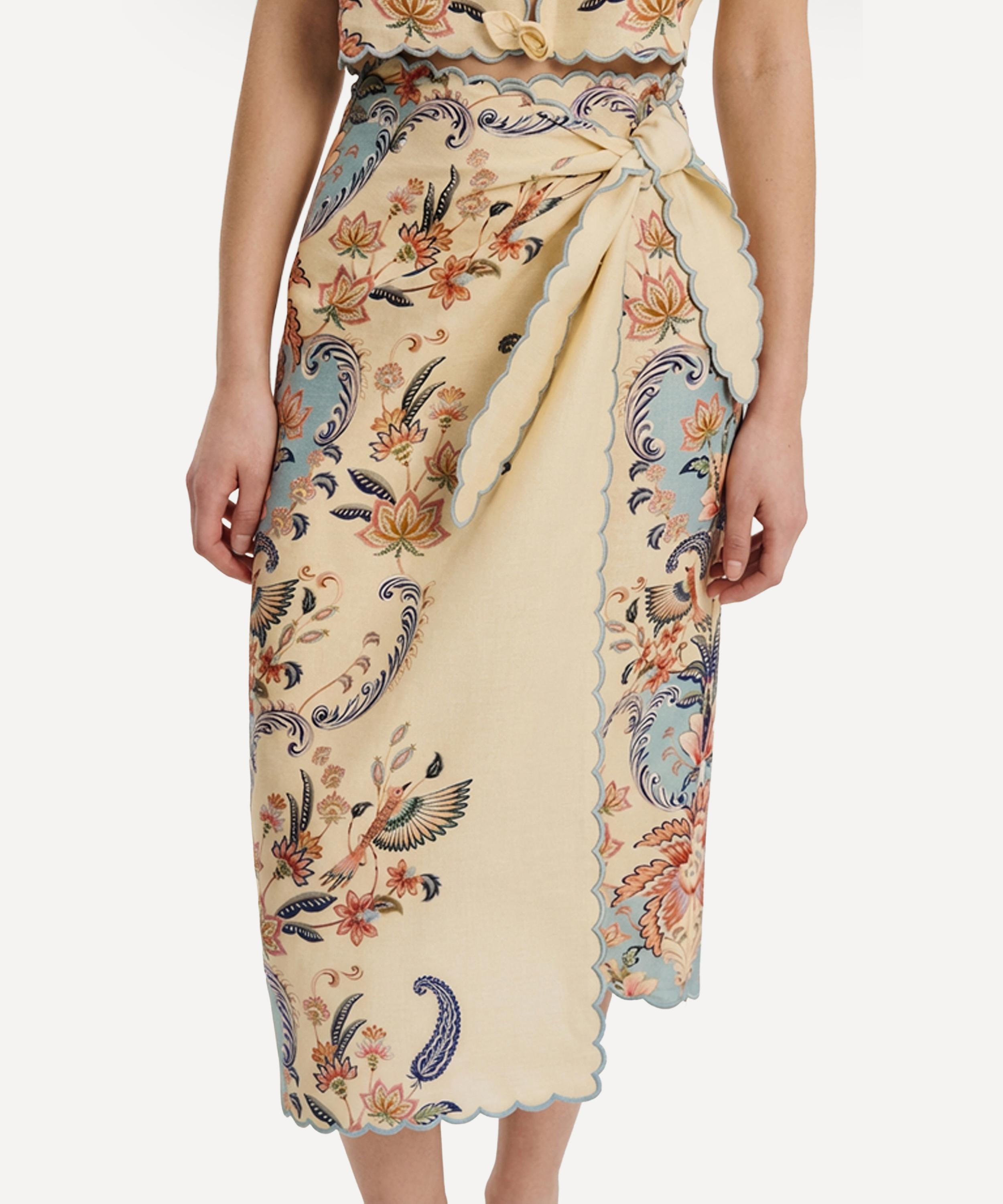 FARM Rio - Butter Yellow Boho Beauty Midi Skirt