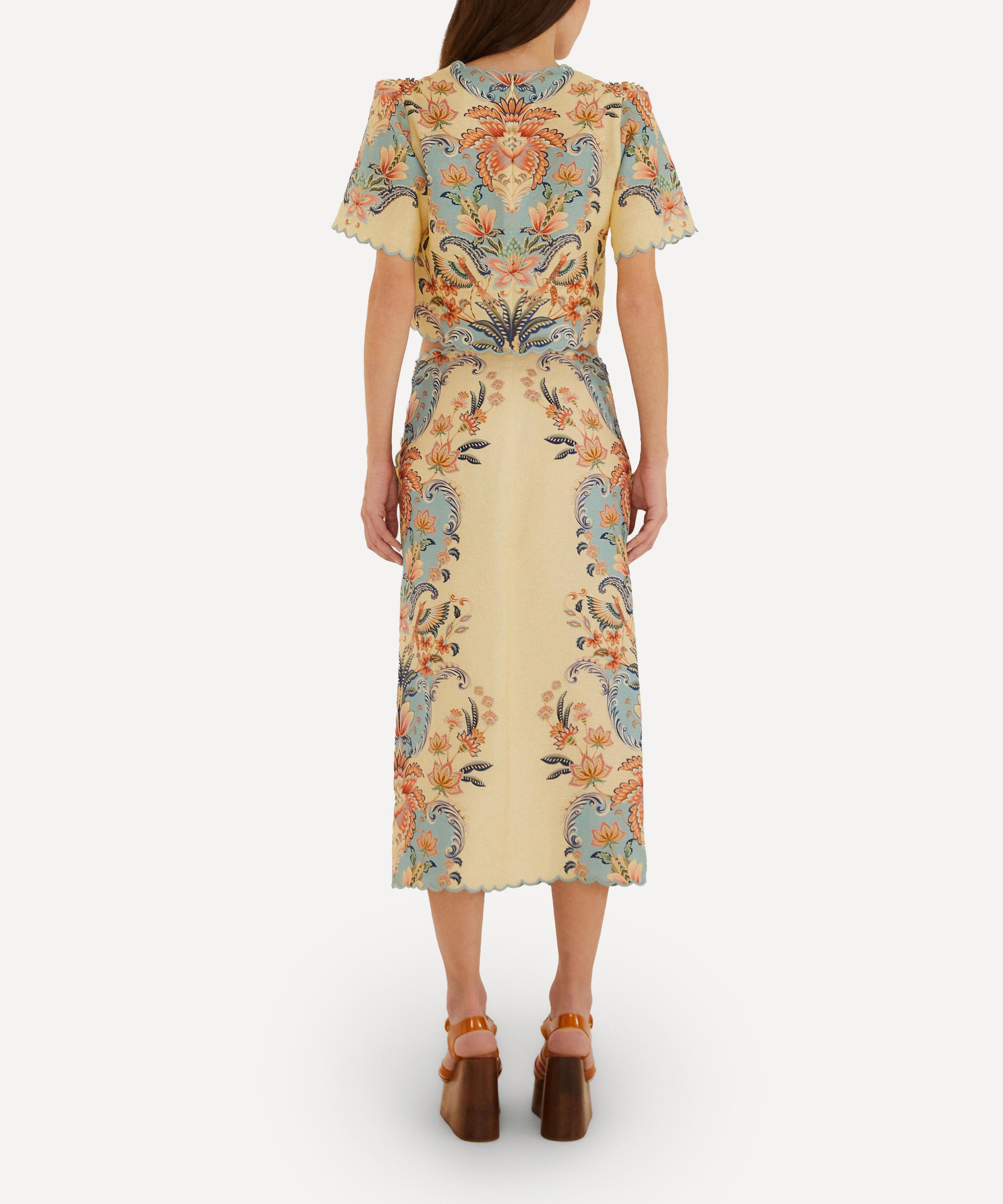 FARM Rio - Butter Yellow Boho Beauty Midi Skirt image number 2