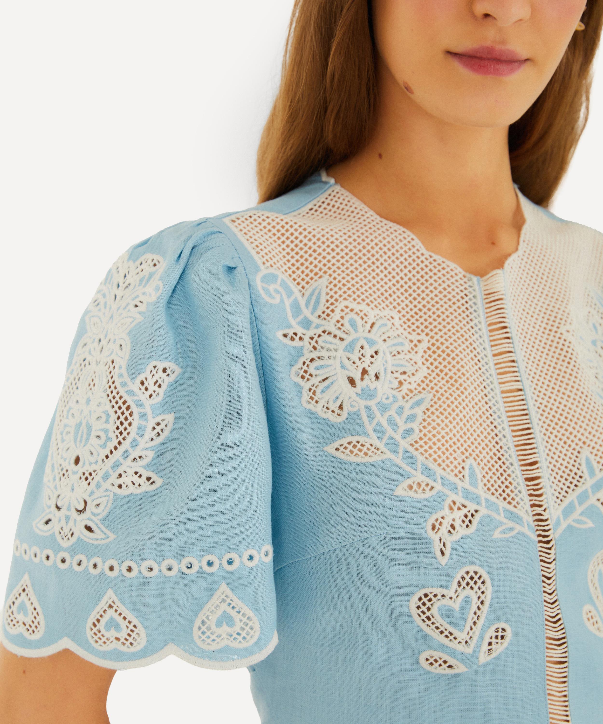 FARM Rio - Light Blue Embroidered Midi Dress&nbsp; image number 1