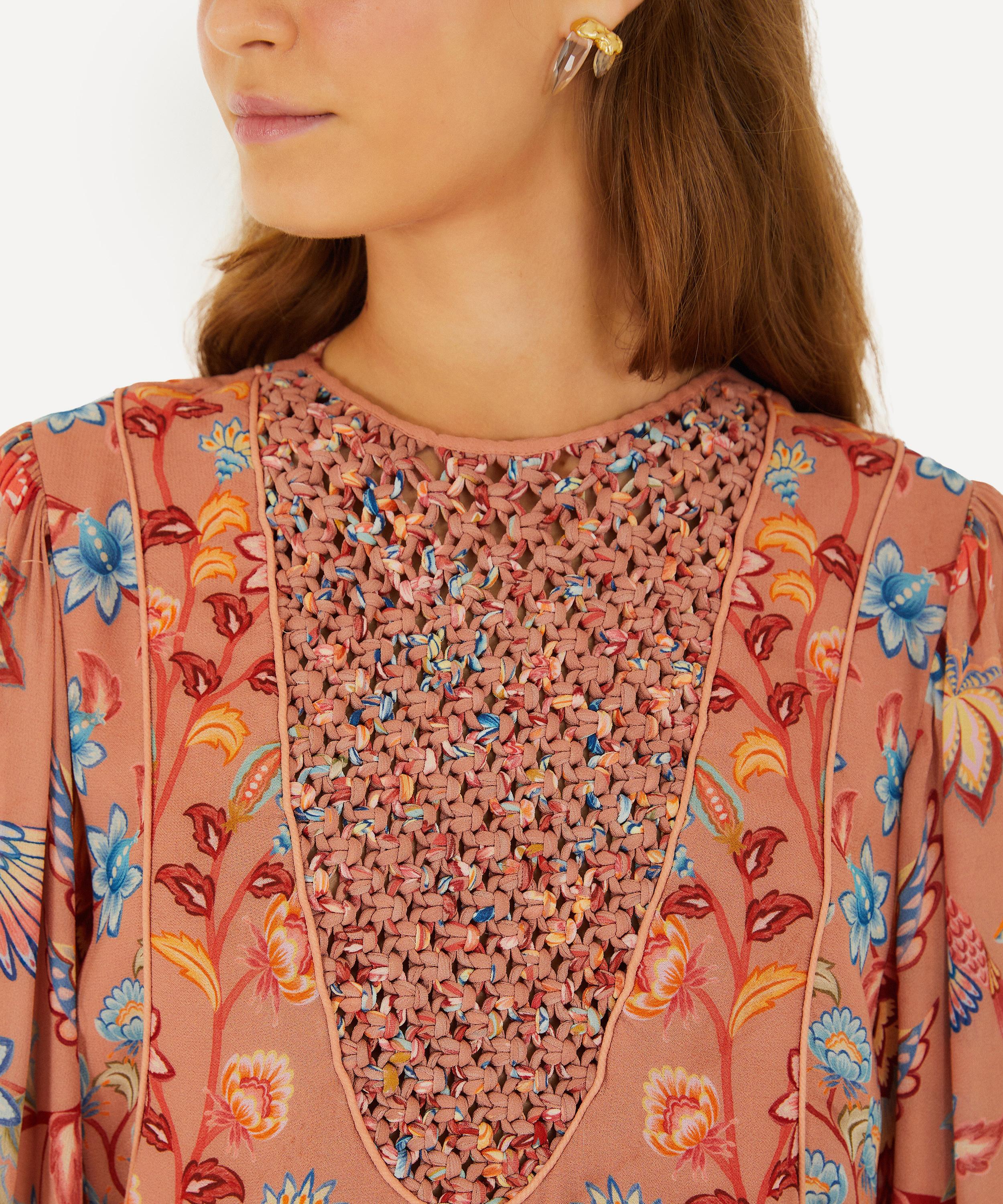 FARM Rio - Mocha Boho Enhance Lace Long-Sleeve Mini Dress image number 1