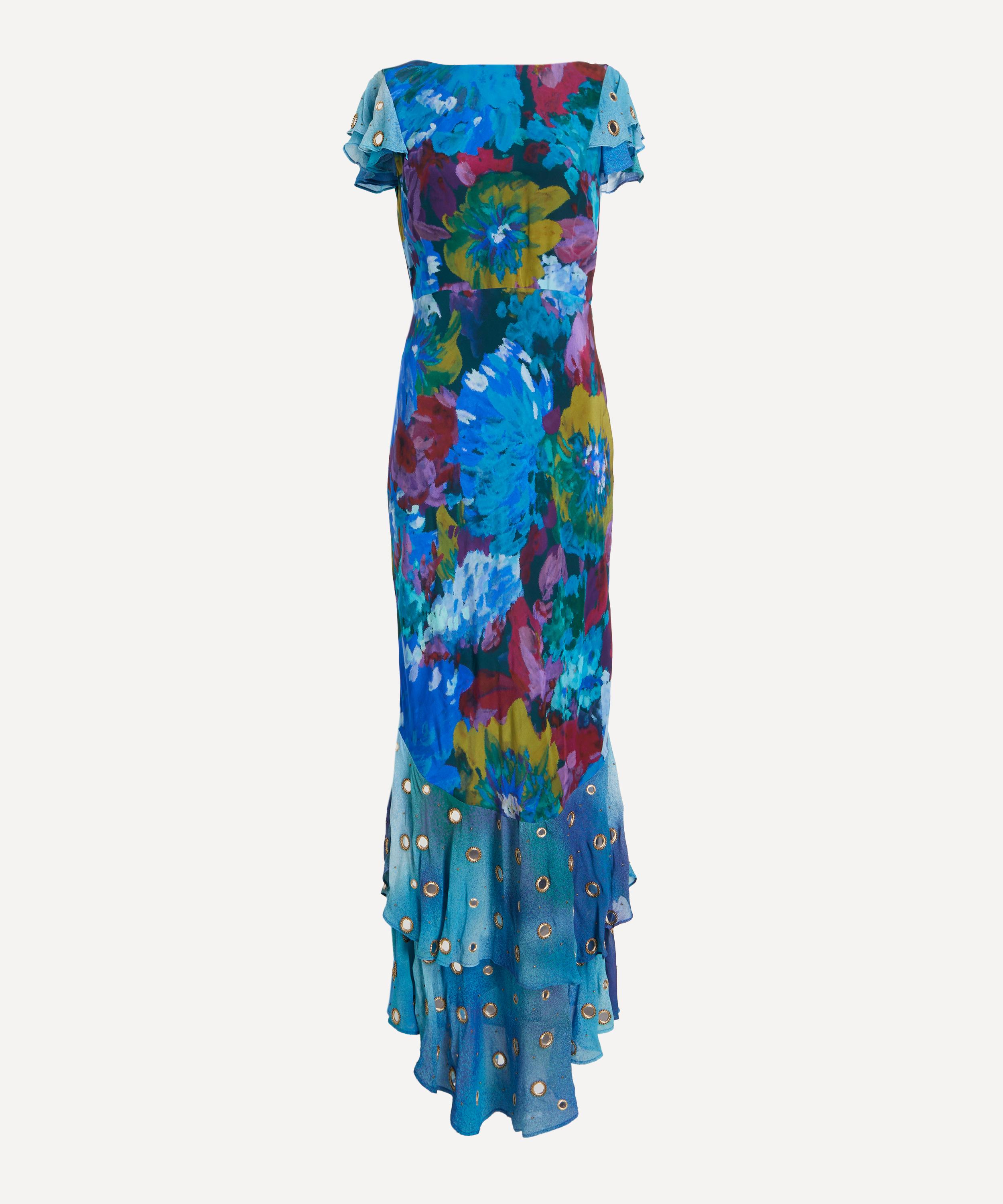 RIXO - Made With Liberty Fabrics Ordinia Jessica Bouquet Mix Blue Dress