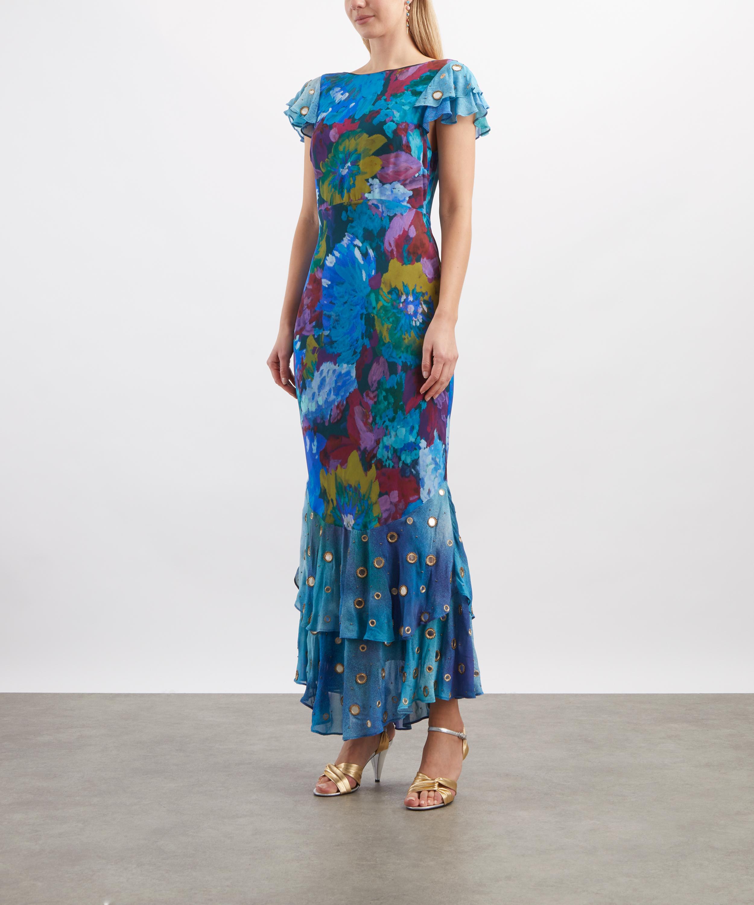 RIXO - Made With Liberty Fabrics Ordinia Jessica Bouquet Mix Blue Dress image number 2