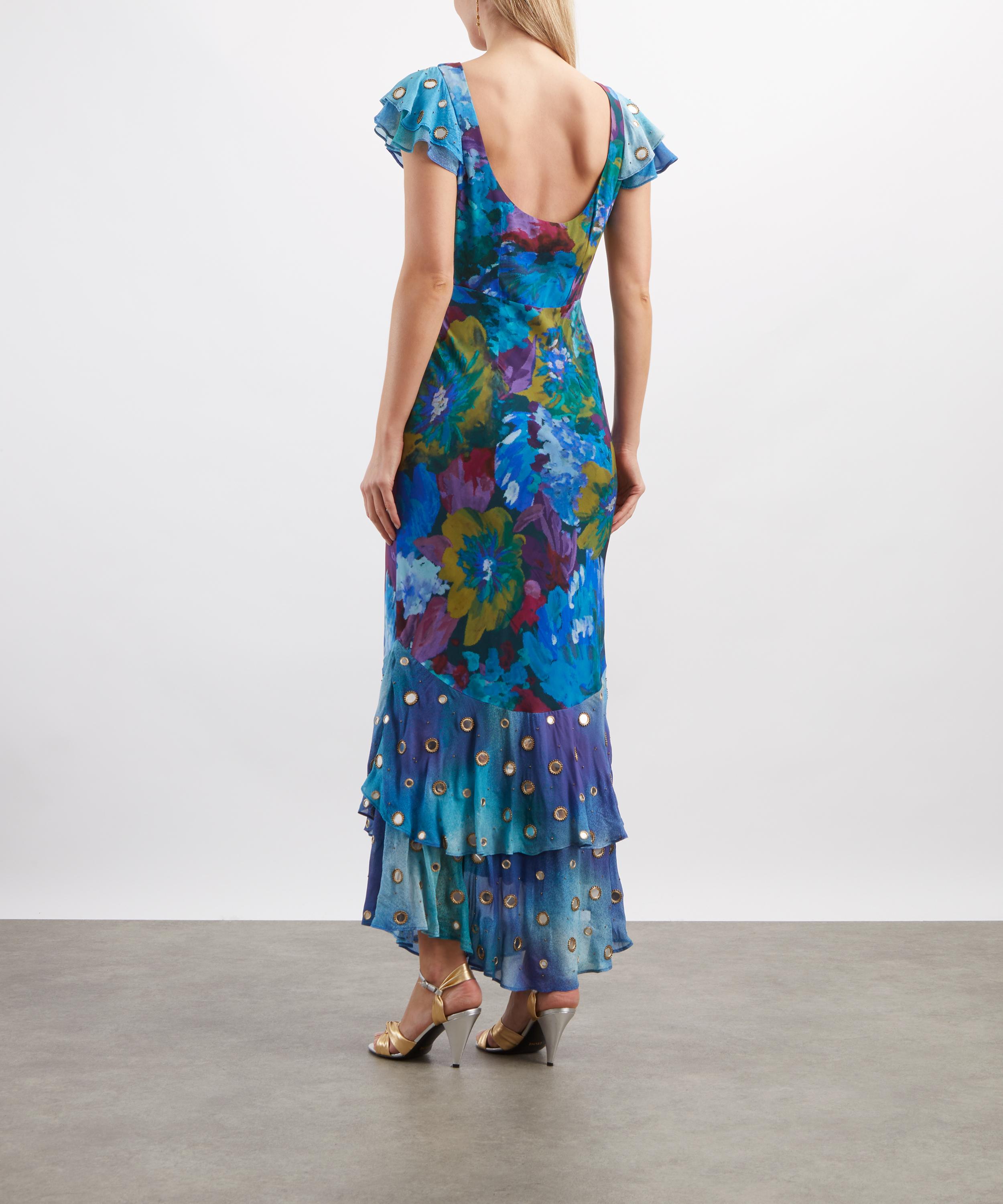 RIXO - Made With Liberty Fabrics Ordinia Jessica Bouquet Mix Blue Dress image number 3