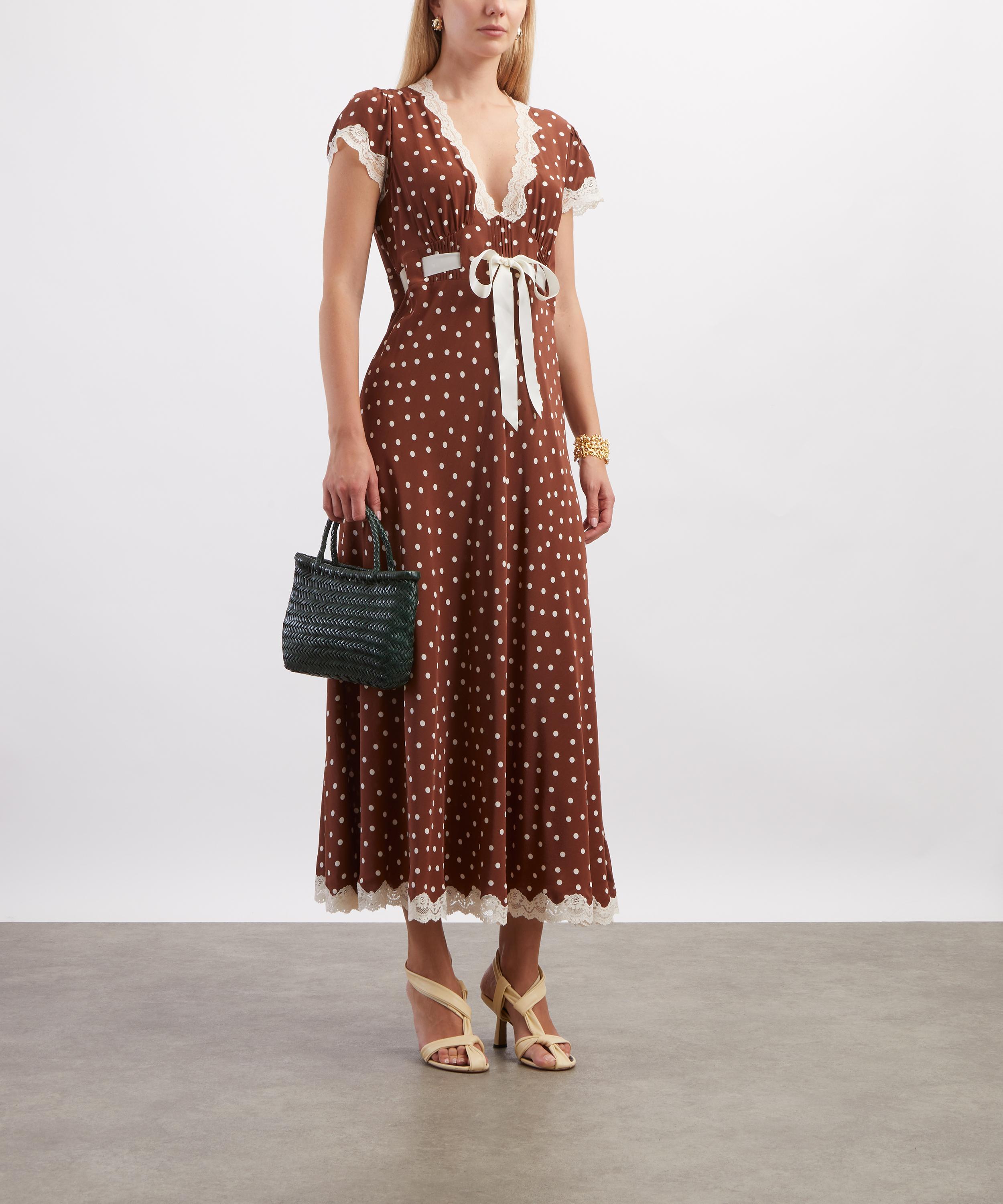 RIXO - Marlice Layla Dot Brown Silk Crepe Dress image number 1