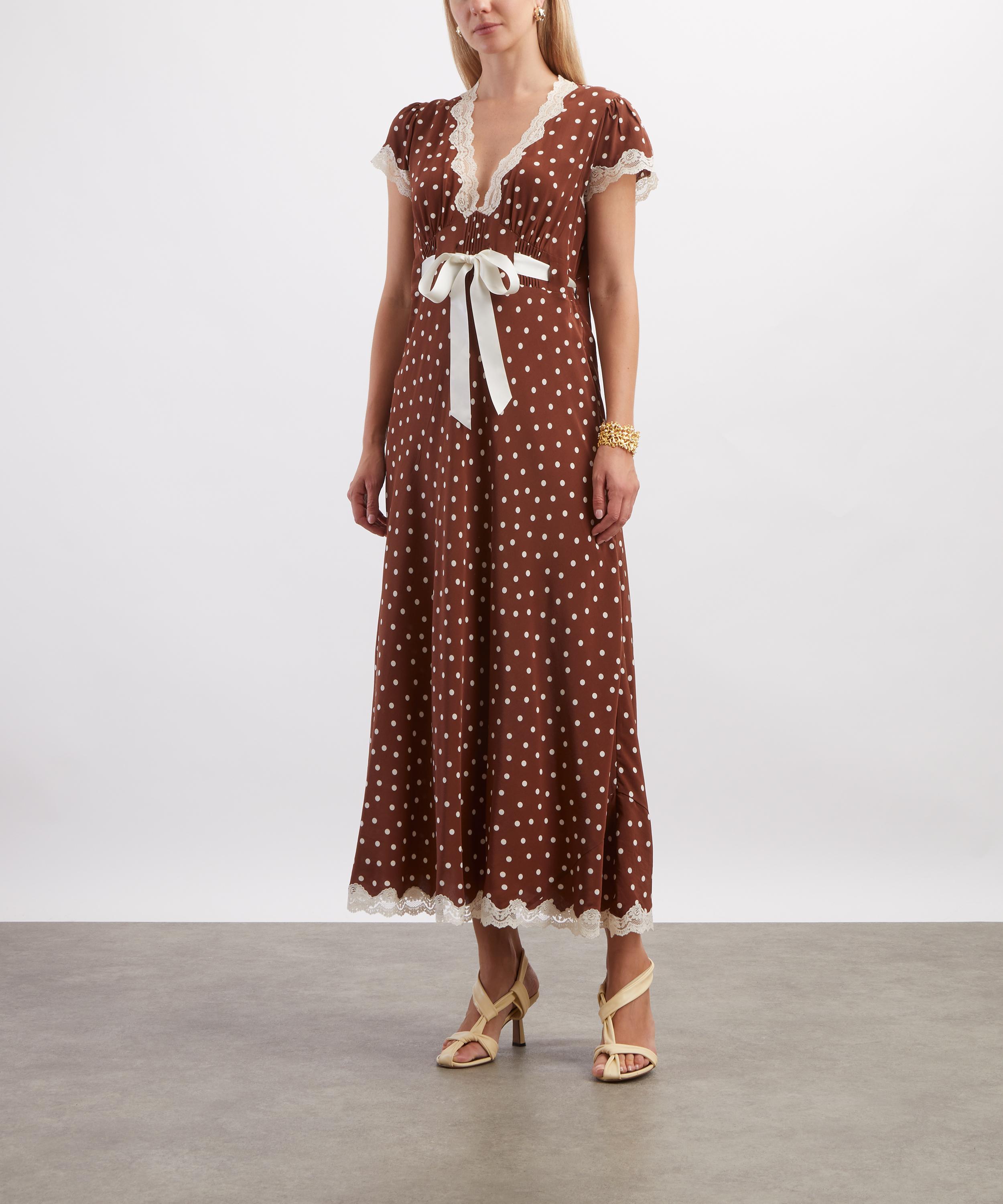 RIXO - Marlice Layla Dot Brown Silk Crepe Dress image number 2