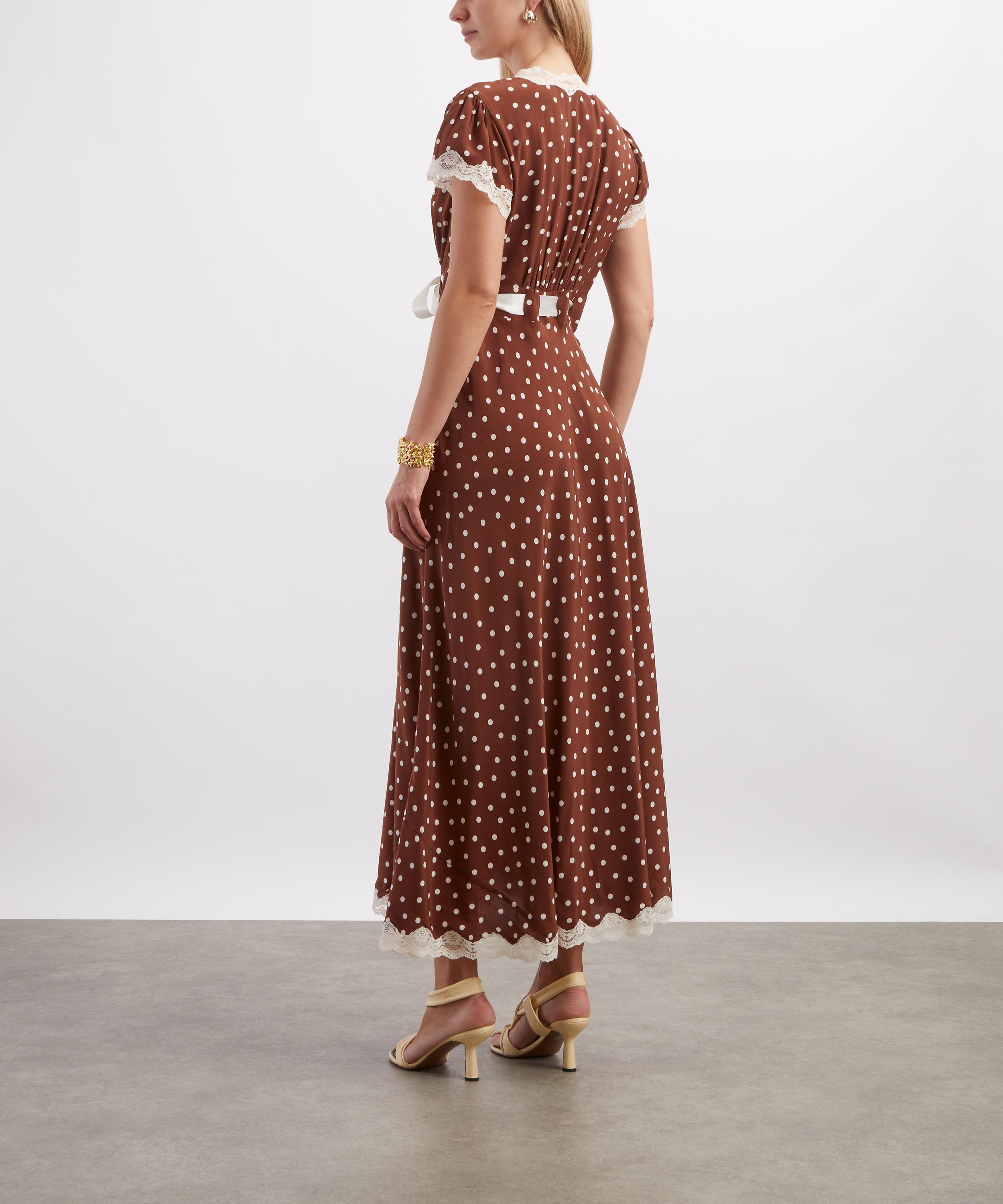 RIXO - Marlice Layla Dot Brown Silk Crepe Dress image number 3