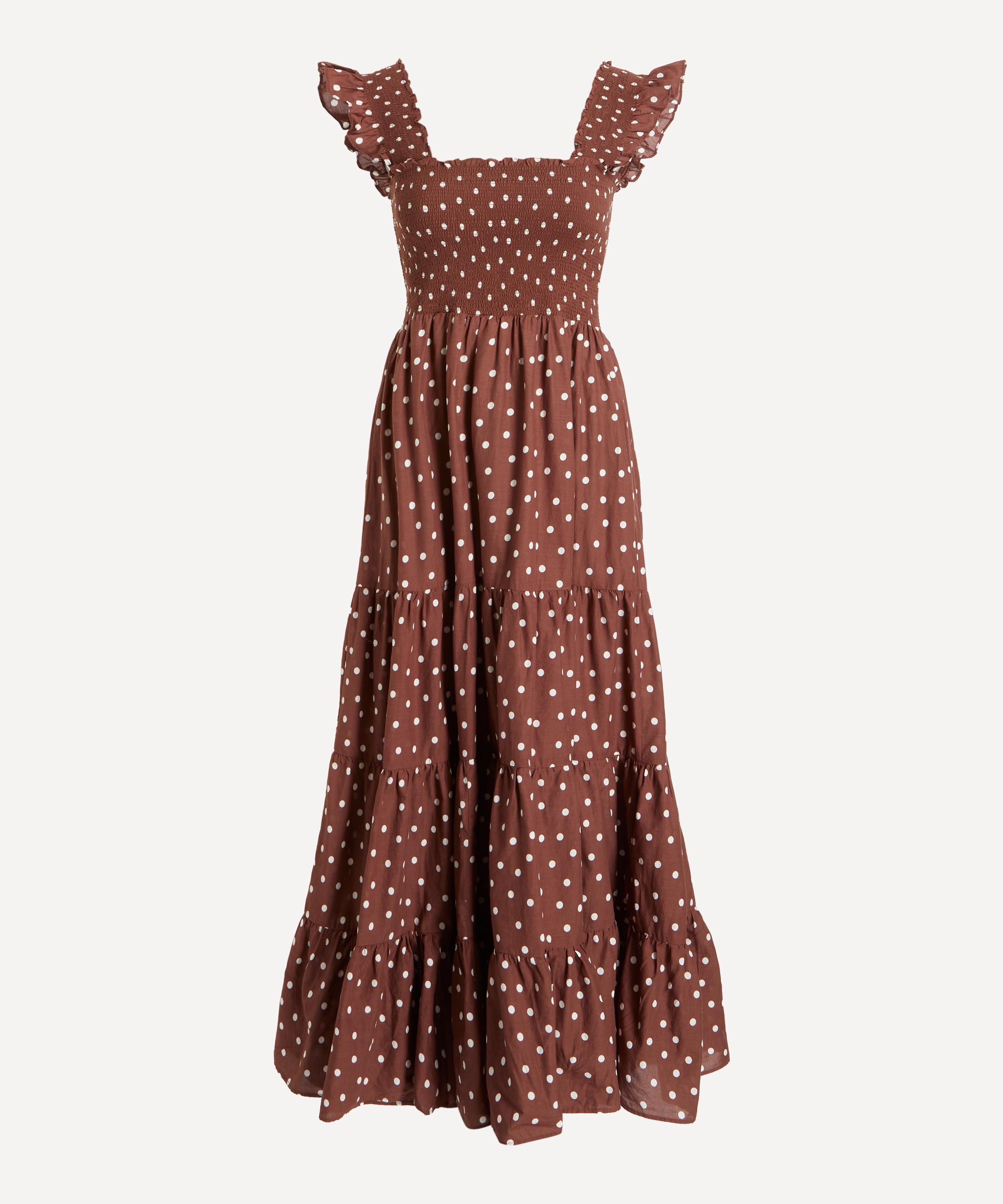 RIXO - Kendall Layla Dot Brown Cotton Midi Dress