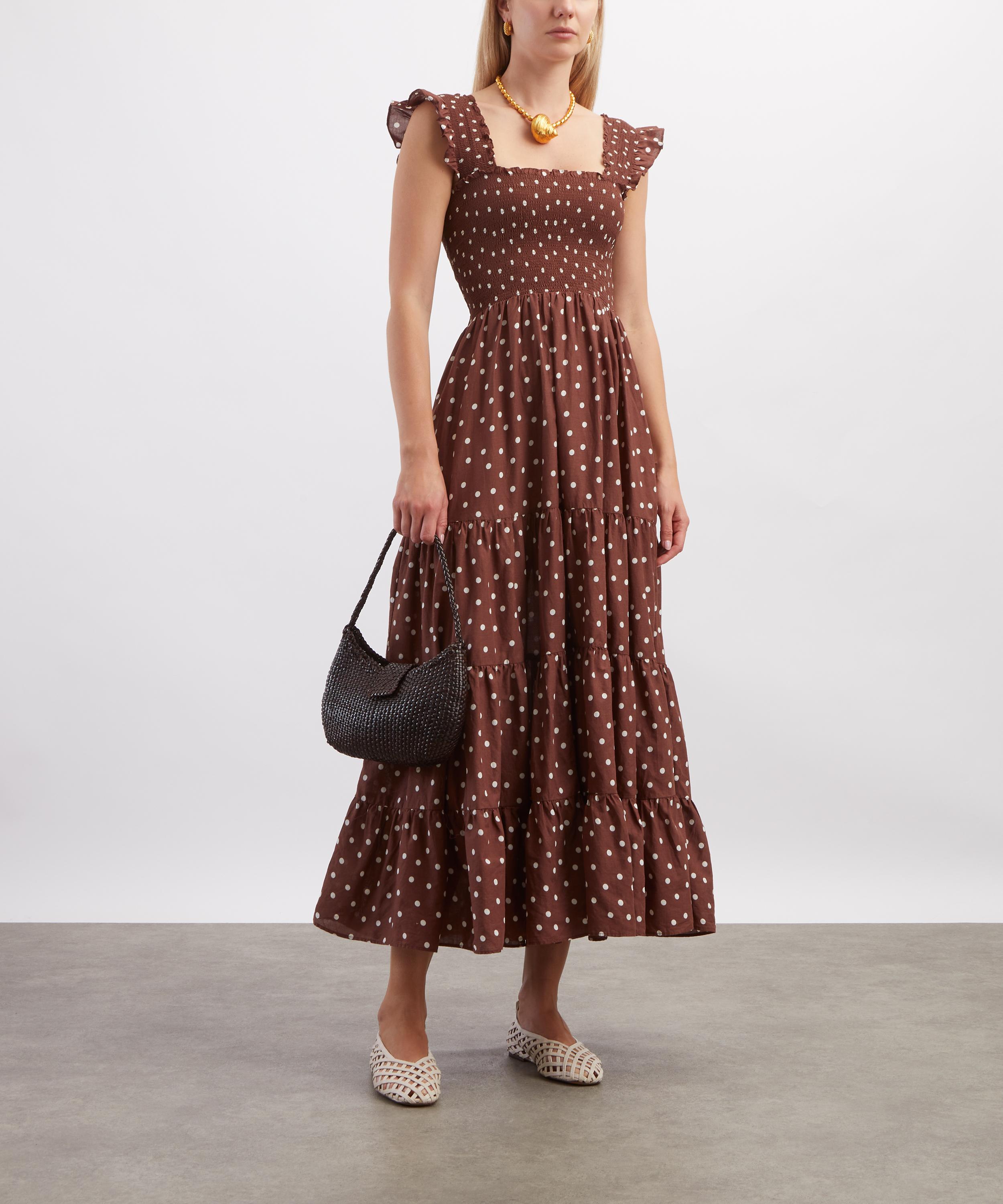 RIXO - Kendall Layla Dot Brown Cotton Midi Dress image number 1