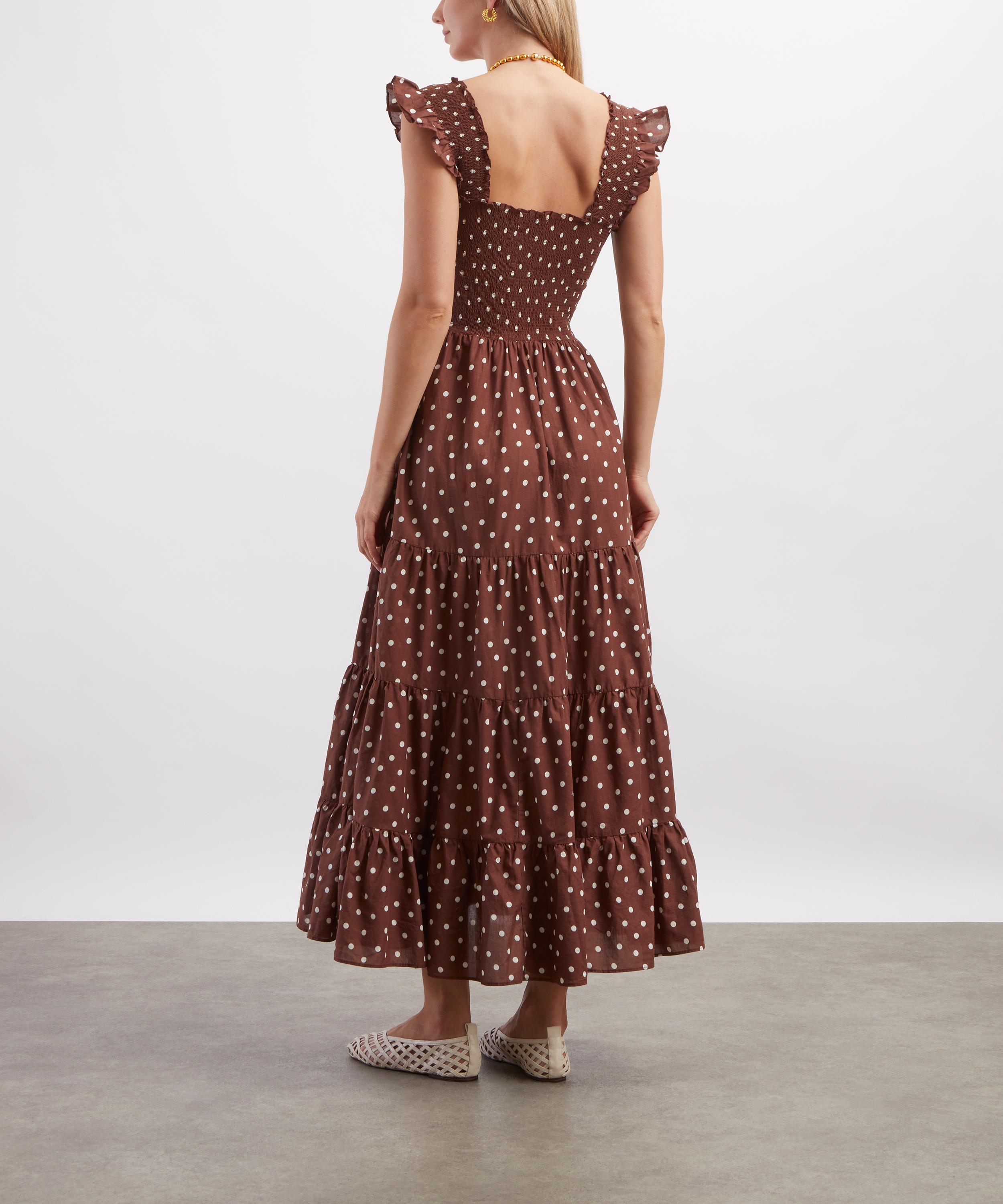 RIXO - Kendall Layla Dot Brown Cotton Midi Dress image number 3
