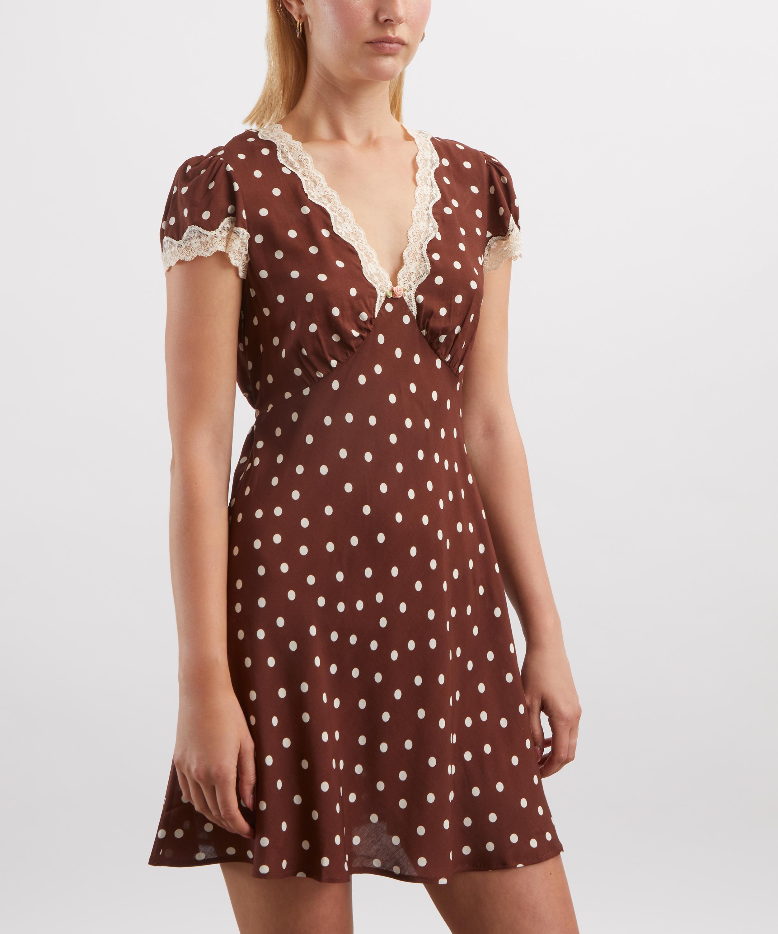 RIXO - Cely Layla Dot Brown Mini Dress&nbsp; image number 2