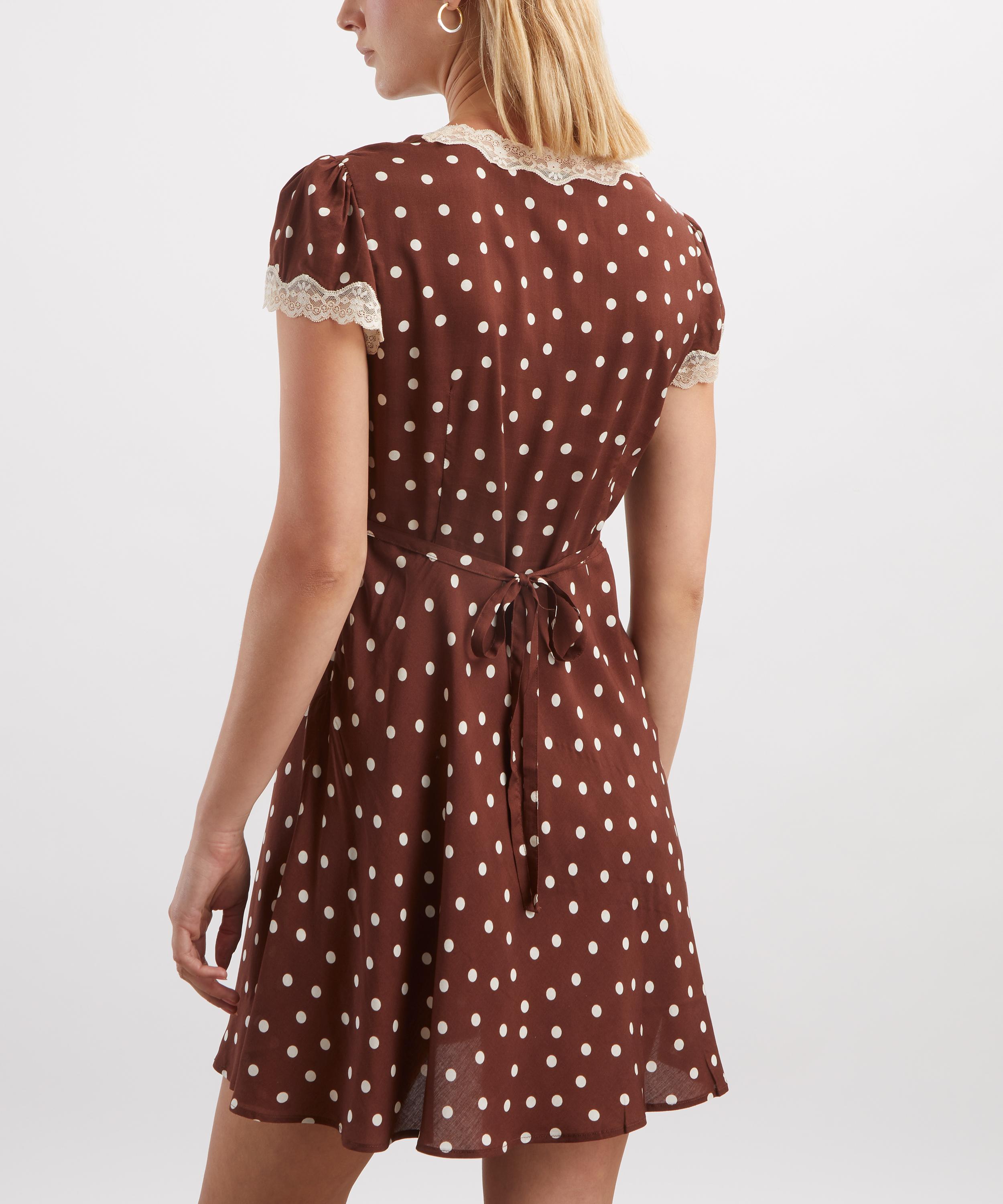 RIXO - Cely Layla Dot Brown Mini Dress&nbsp; image number 3