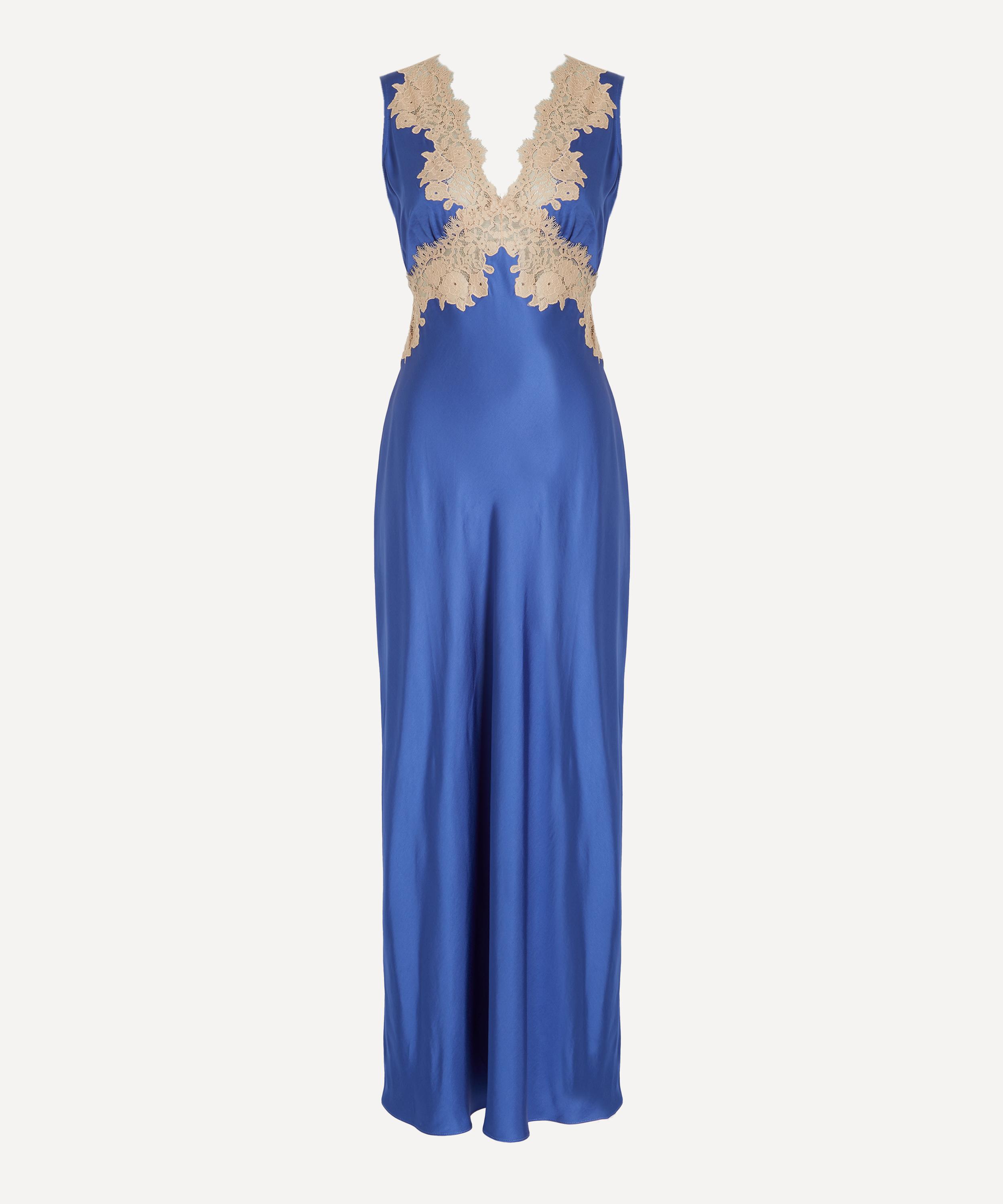 RIXO - Lysandra Iris Blue Satin Maxi Dress