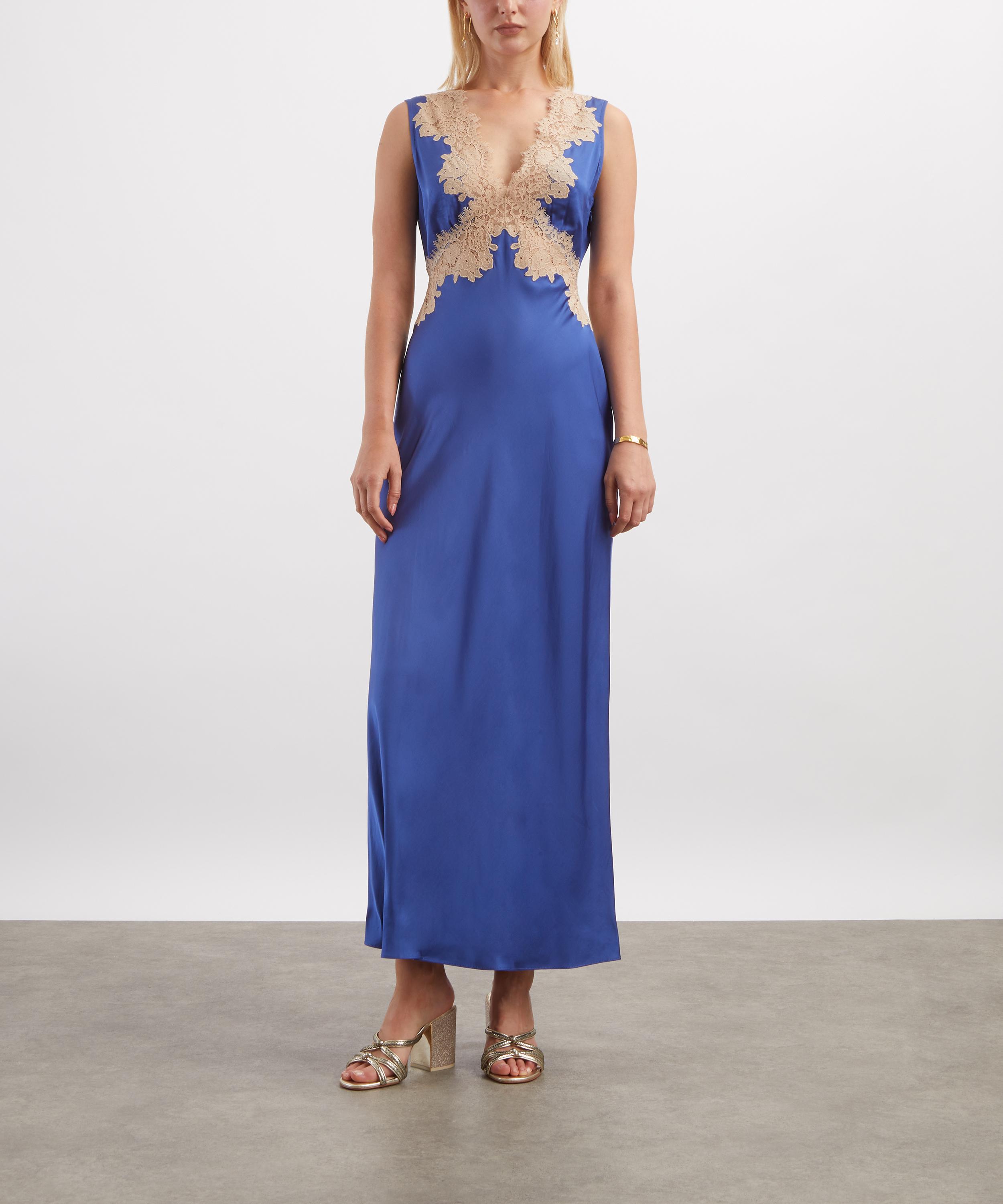 RIXO - Lysandra Iris Blue Satin Maxi Dress image number 2