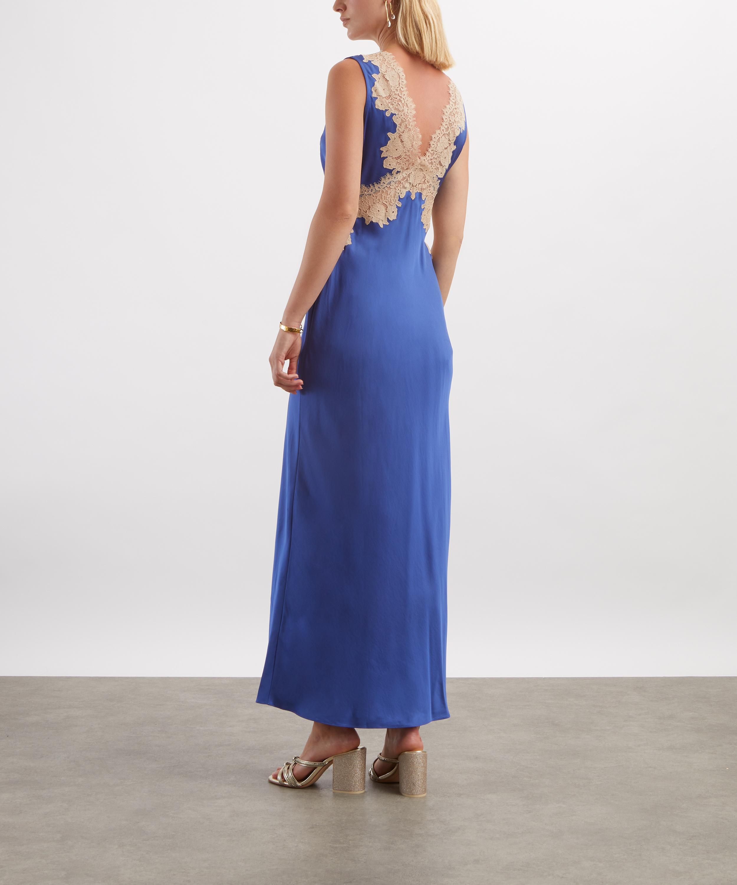 RIXO - Lysandra Iris Blue Satin Maxi Dress image number 3