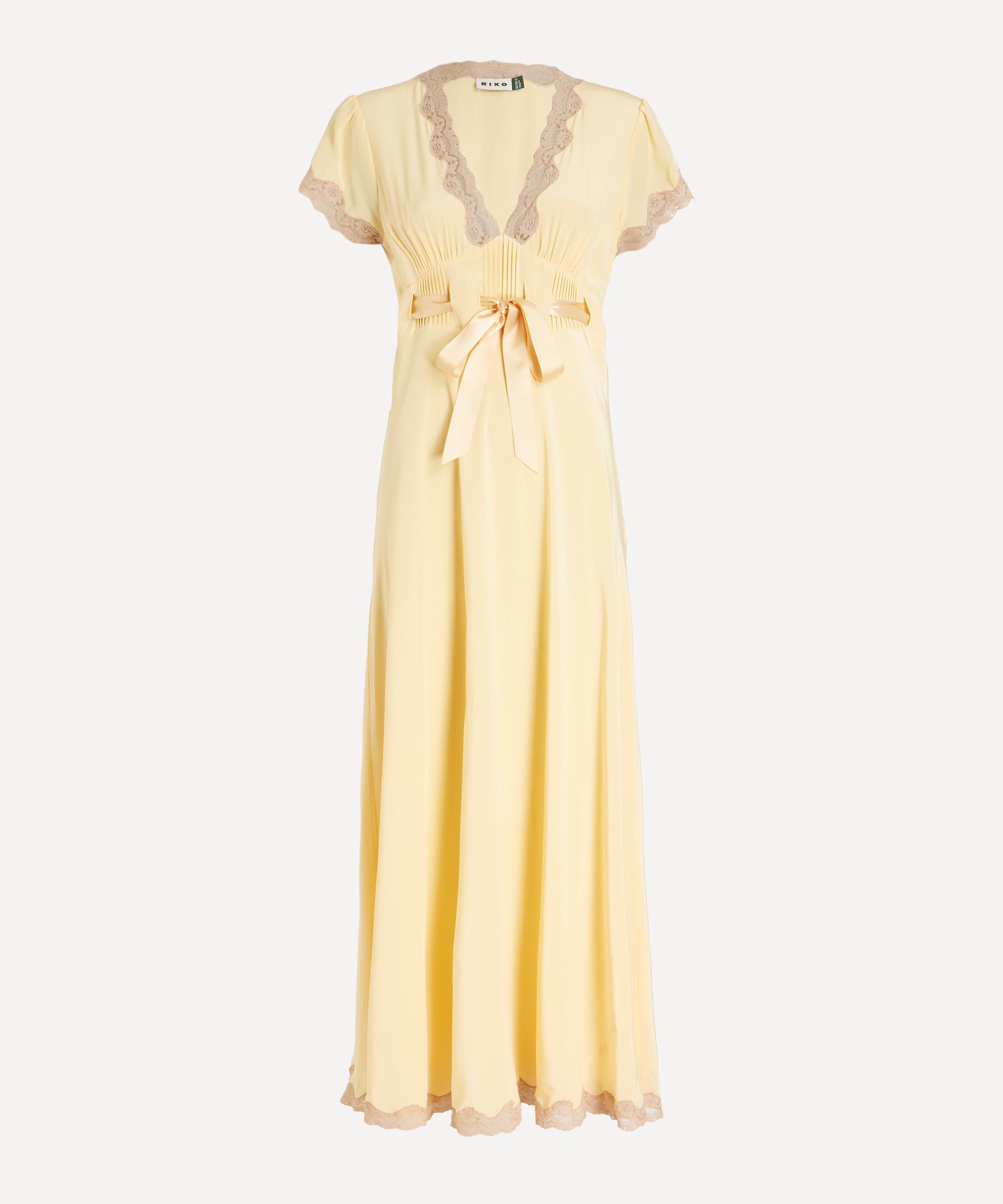 RIXO - Marlice Butter Yellow Silk Crepe Dress