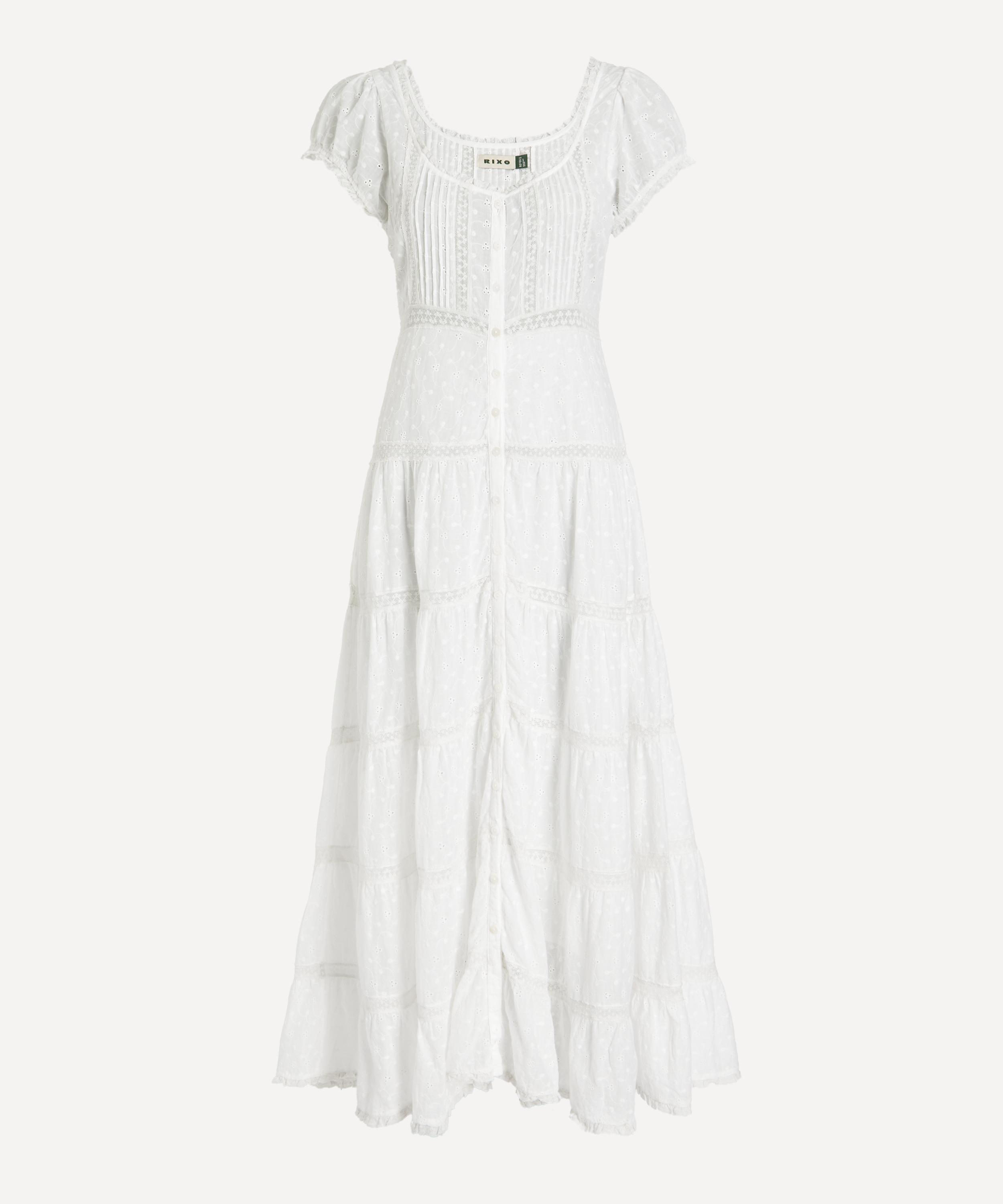 RIXO - Jaclyn Ivory Cotton Midi Dress