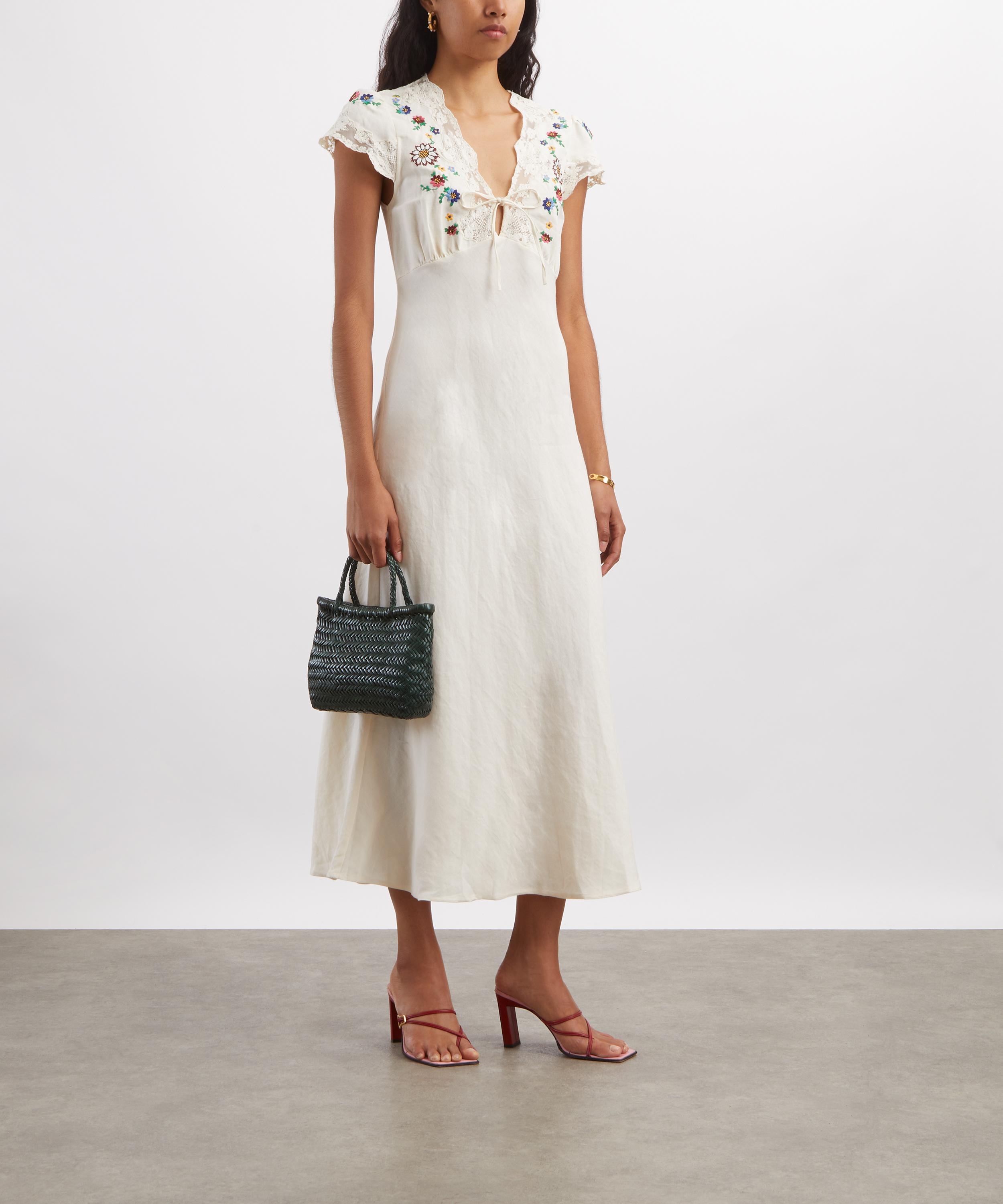 RIXO - Amari Daisy Sun Embroidered Linen-Blend Midi Dress image number 1