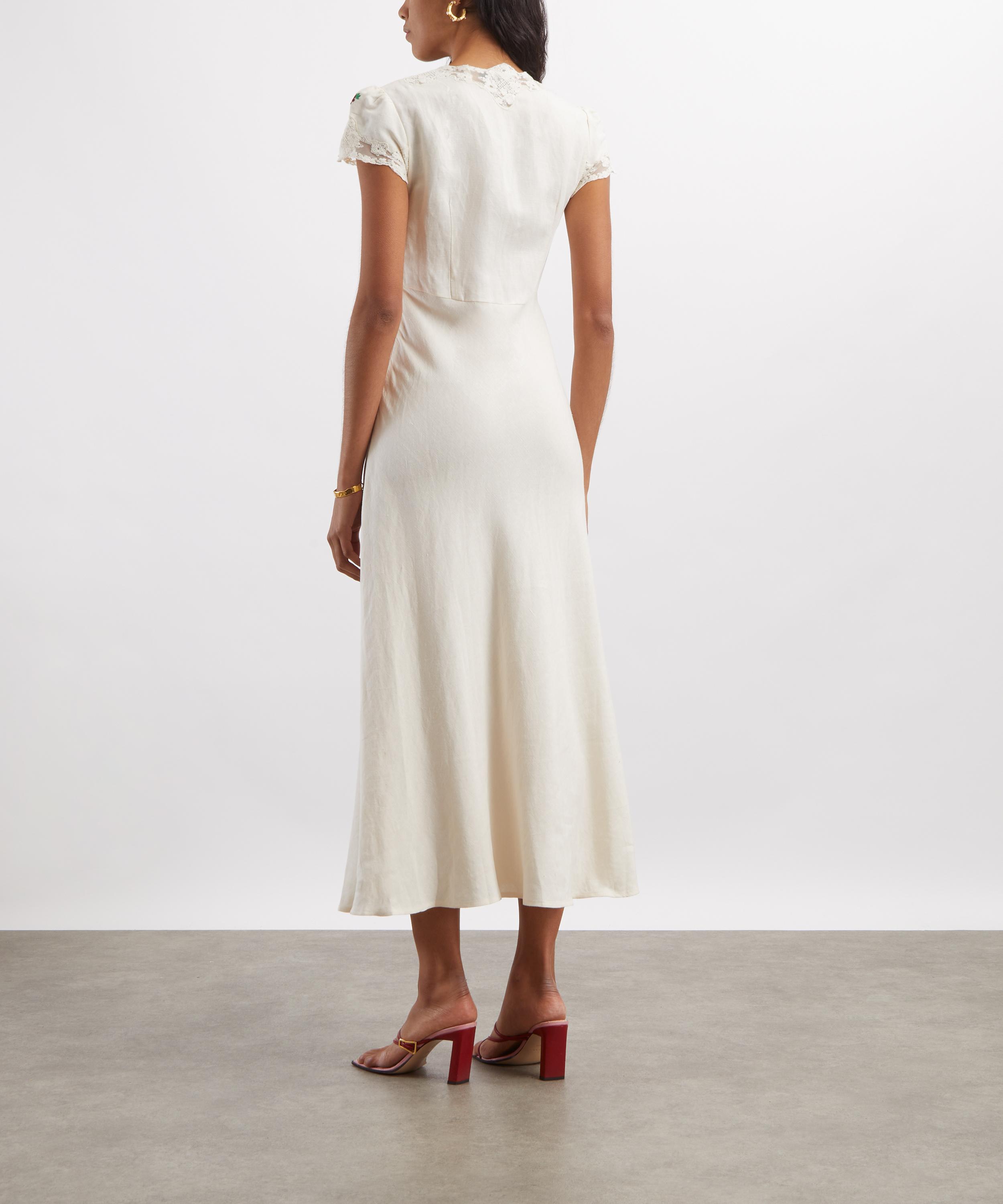 RIXO - Amari Daisy Sun Embroidered Linen-Blend Midi Dress image number 3