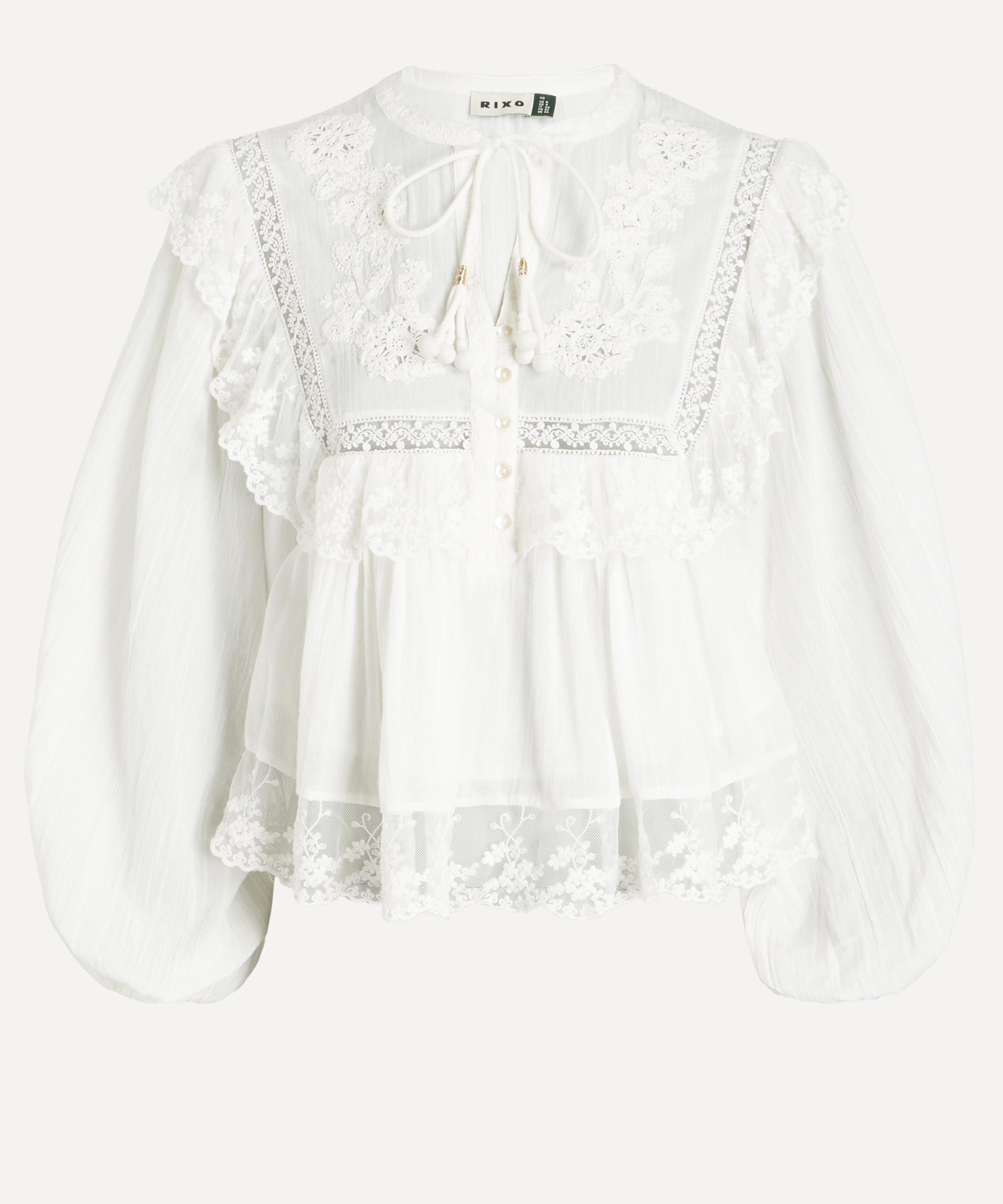 RIXO - Diann Ivory Cotton Top
