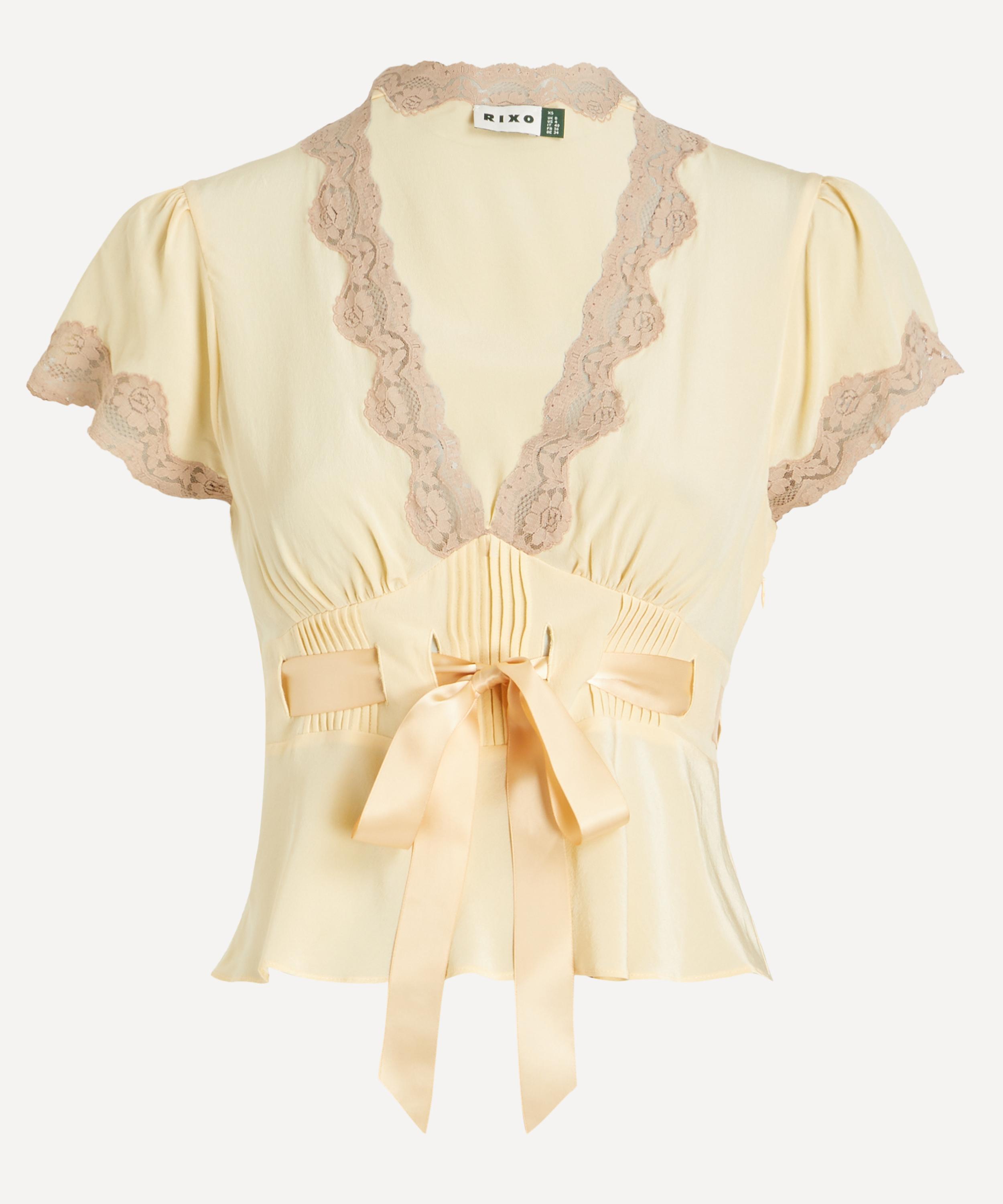 RIXO - Daniela Butter Yellow Silk Crepe Top