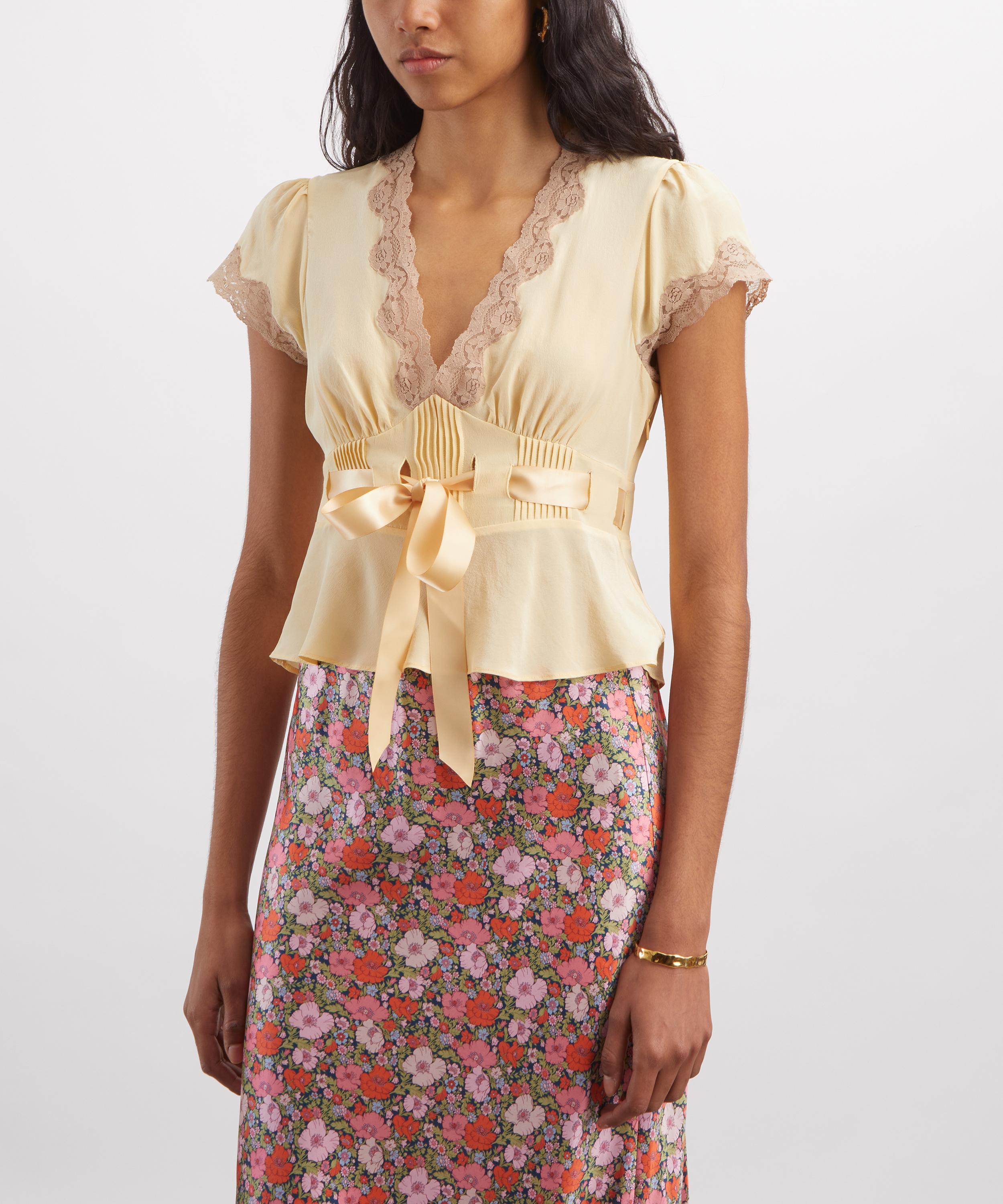 RIXO - Daniela Butter Yellow Silk Crepe Top image number 2