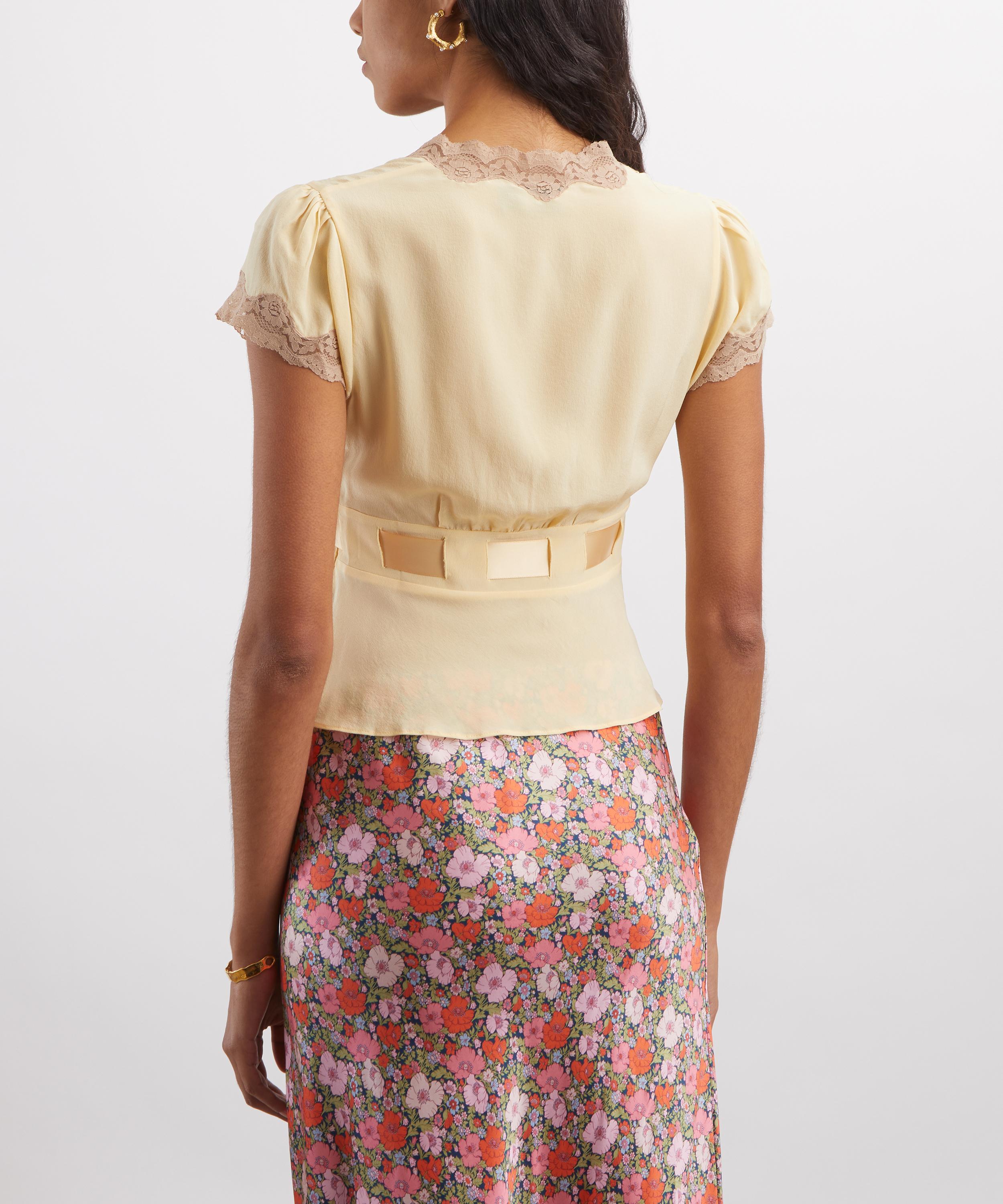RIXO - Daniela Butter Yellow Silk Crepe Top image number 3