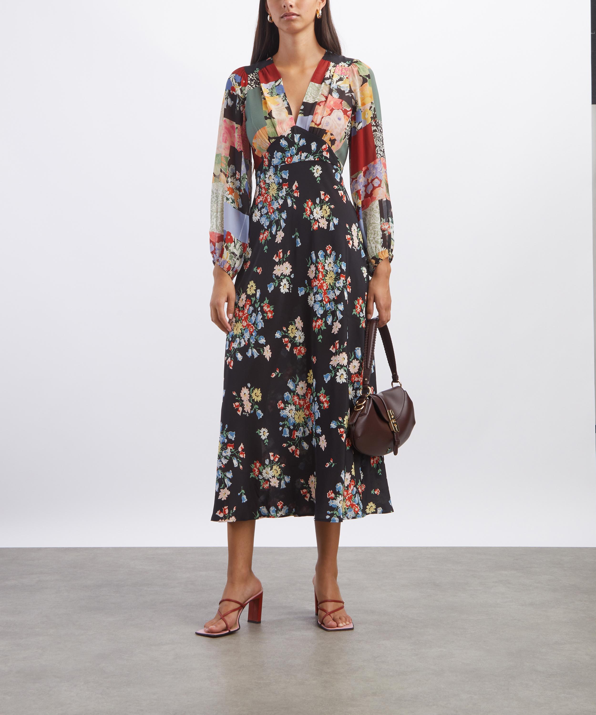 RIXO - Kaila Amelia Patchwork Multi Mix Silk Dress image number 1