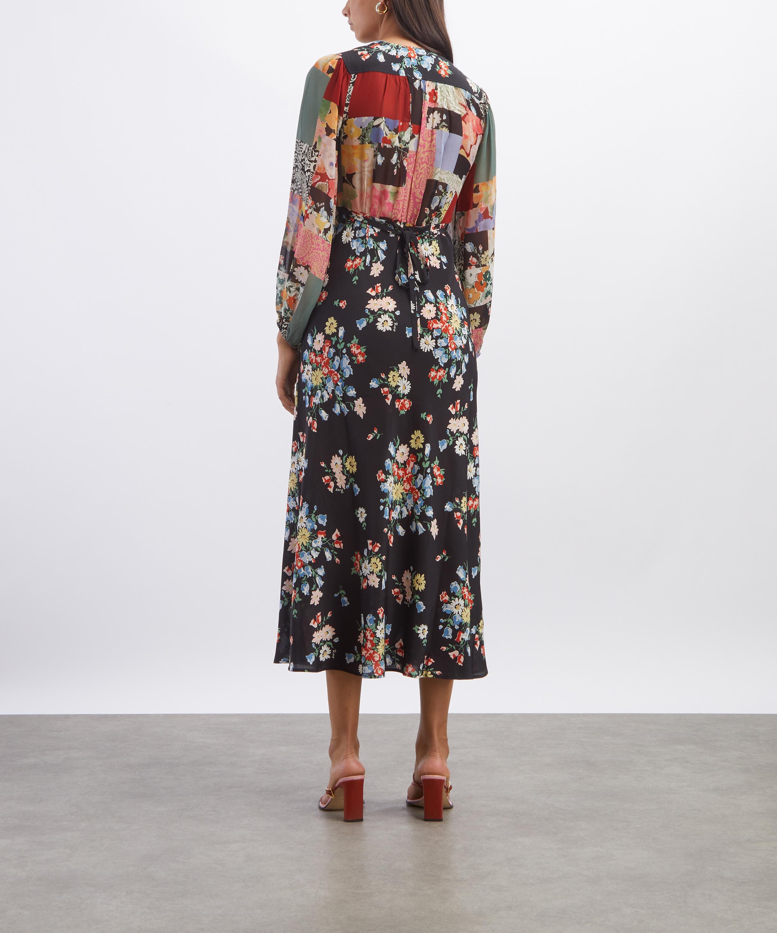 RIXO - Kaila Amelia Patchwork Multi Mix Silk Dress image number 3