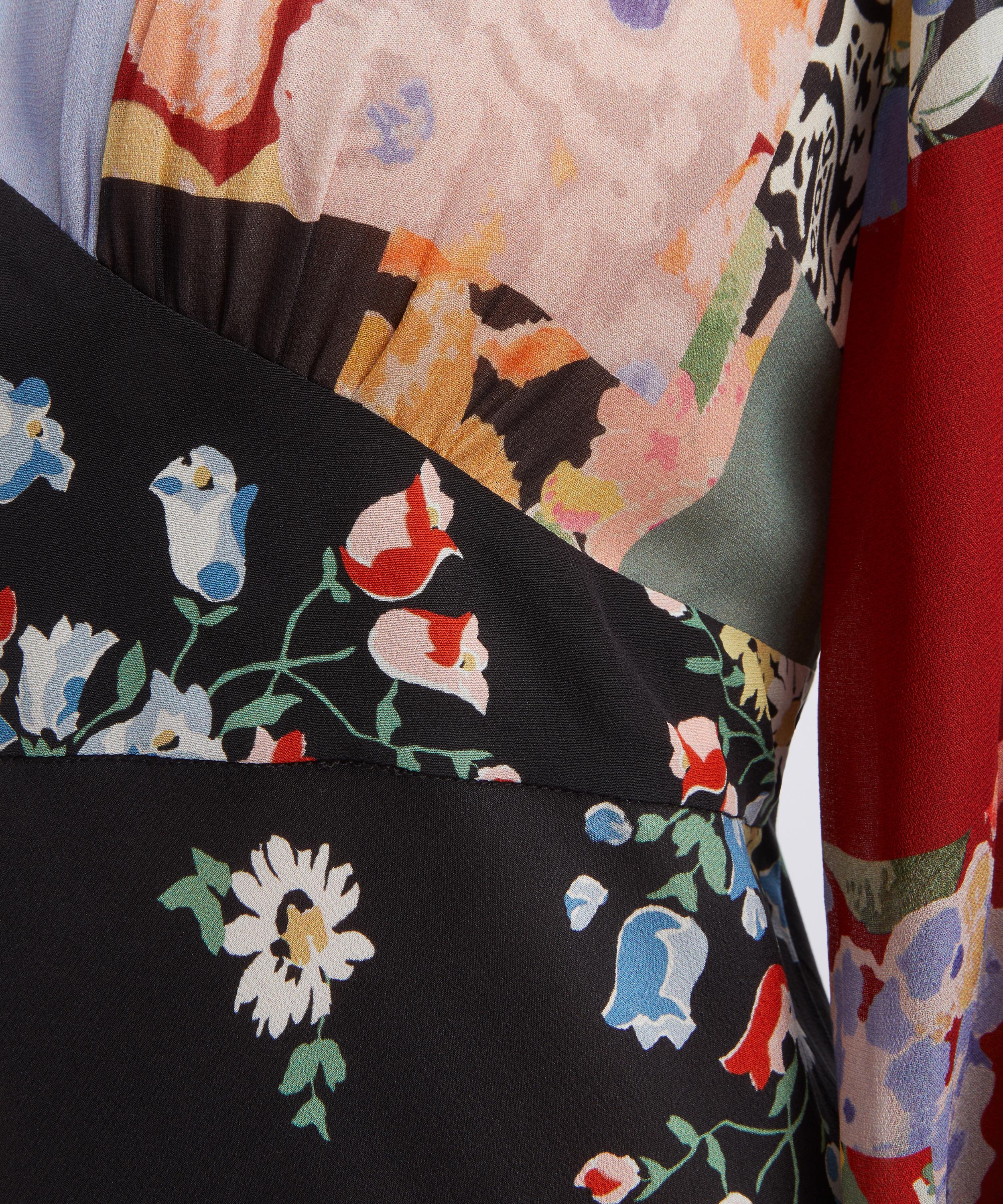 RIXO - Kaila Amelia Patchwork Multi Mix Silk Dress image number 4