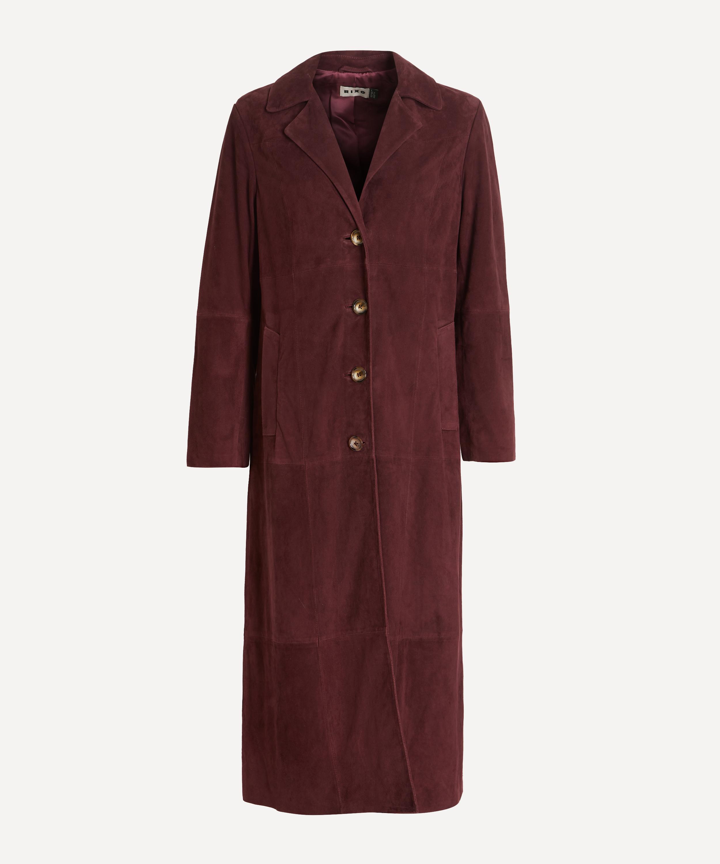 RIXO - Astraea Maroon Suede Coat image number 0