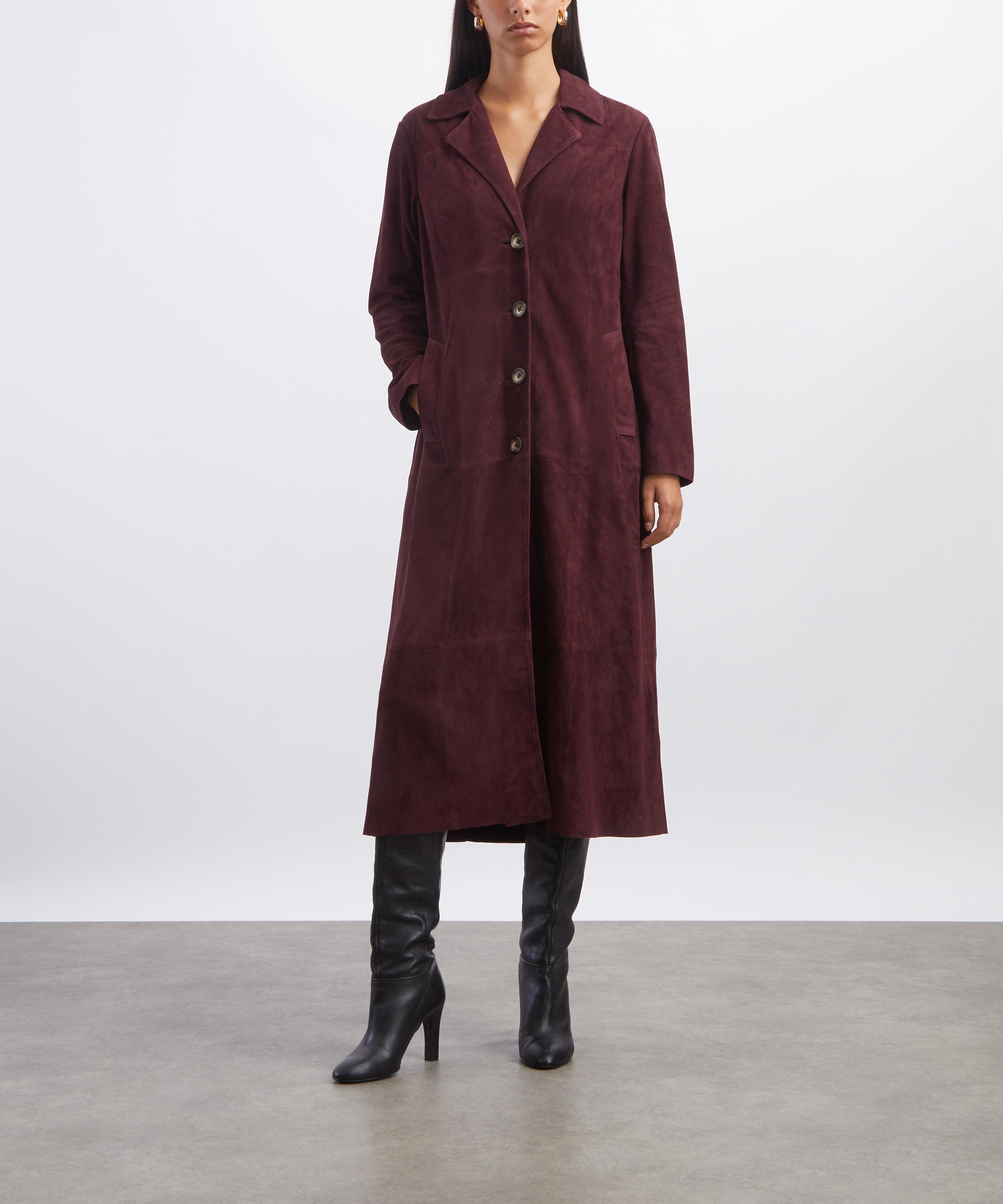 RIXO - Astraea Maroon Suede Coat image number 1