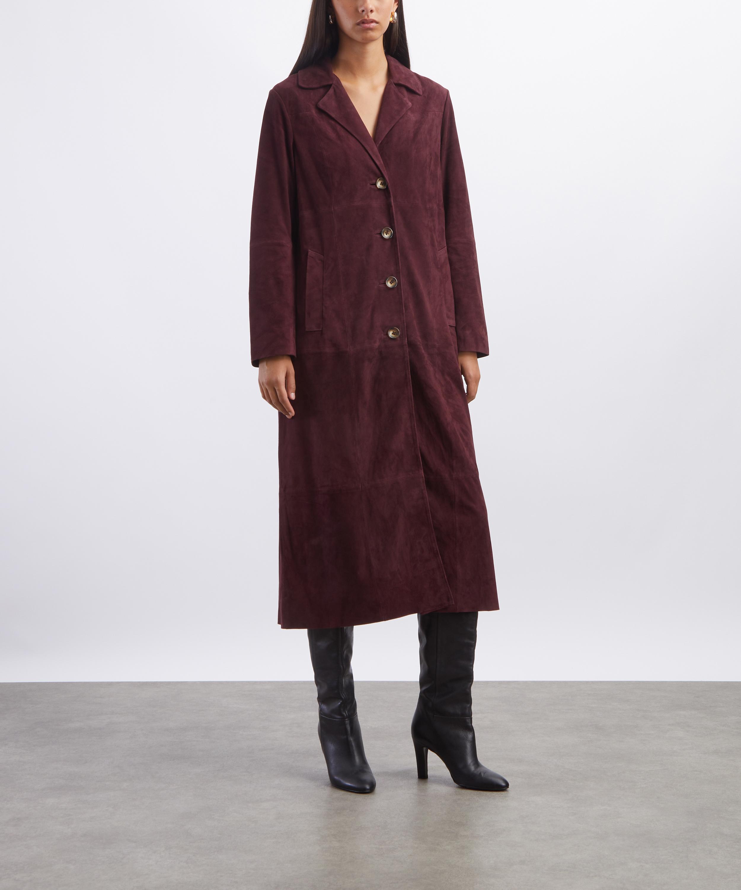 RIXO - Astraea Maroon Suede Coat image number 2