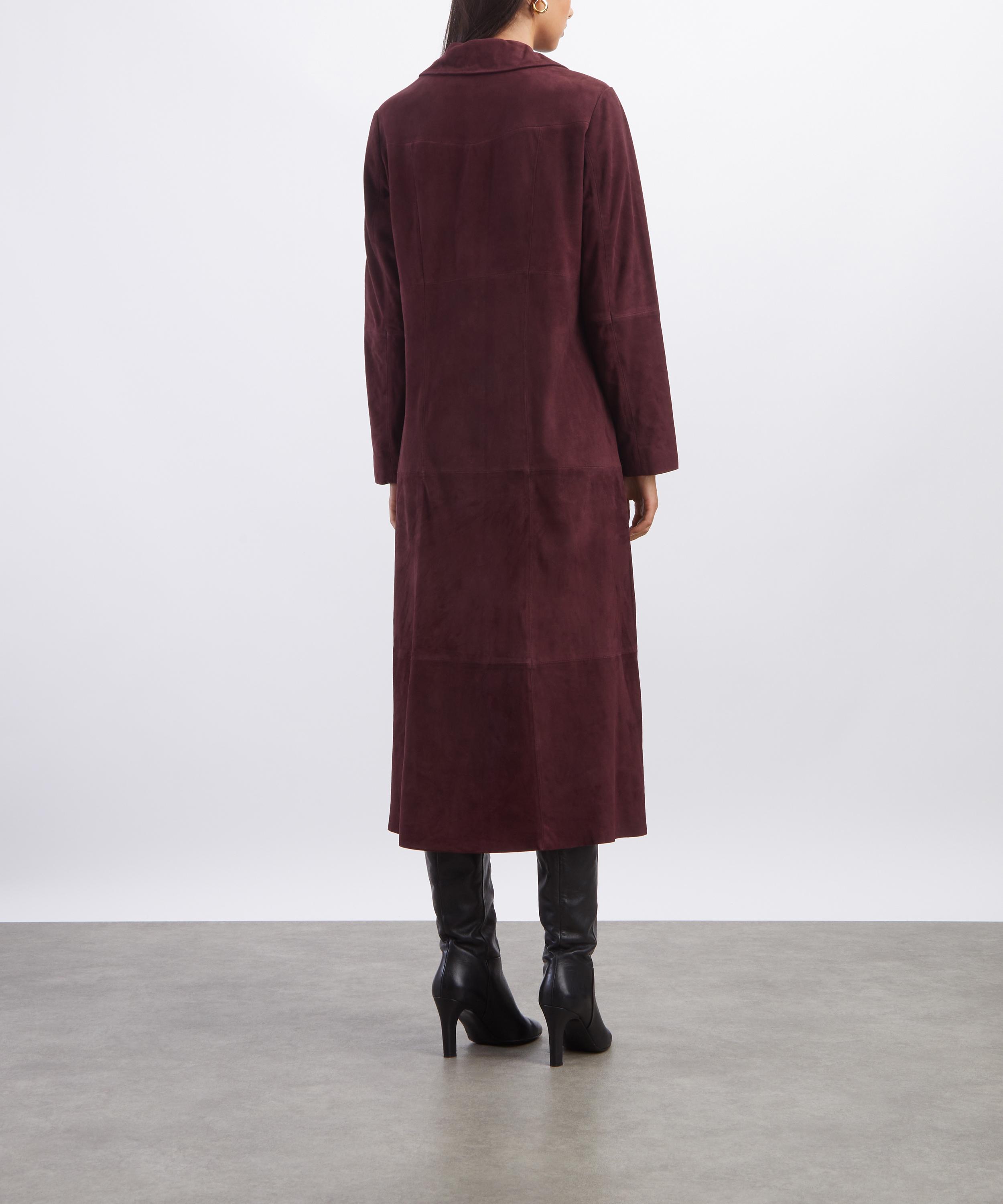 RIXO - Astraea Maroon Suede Coat image number 3