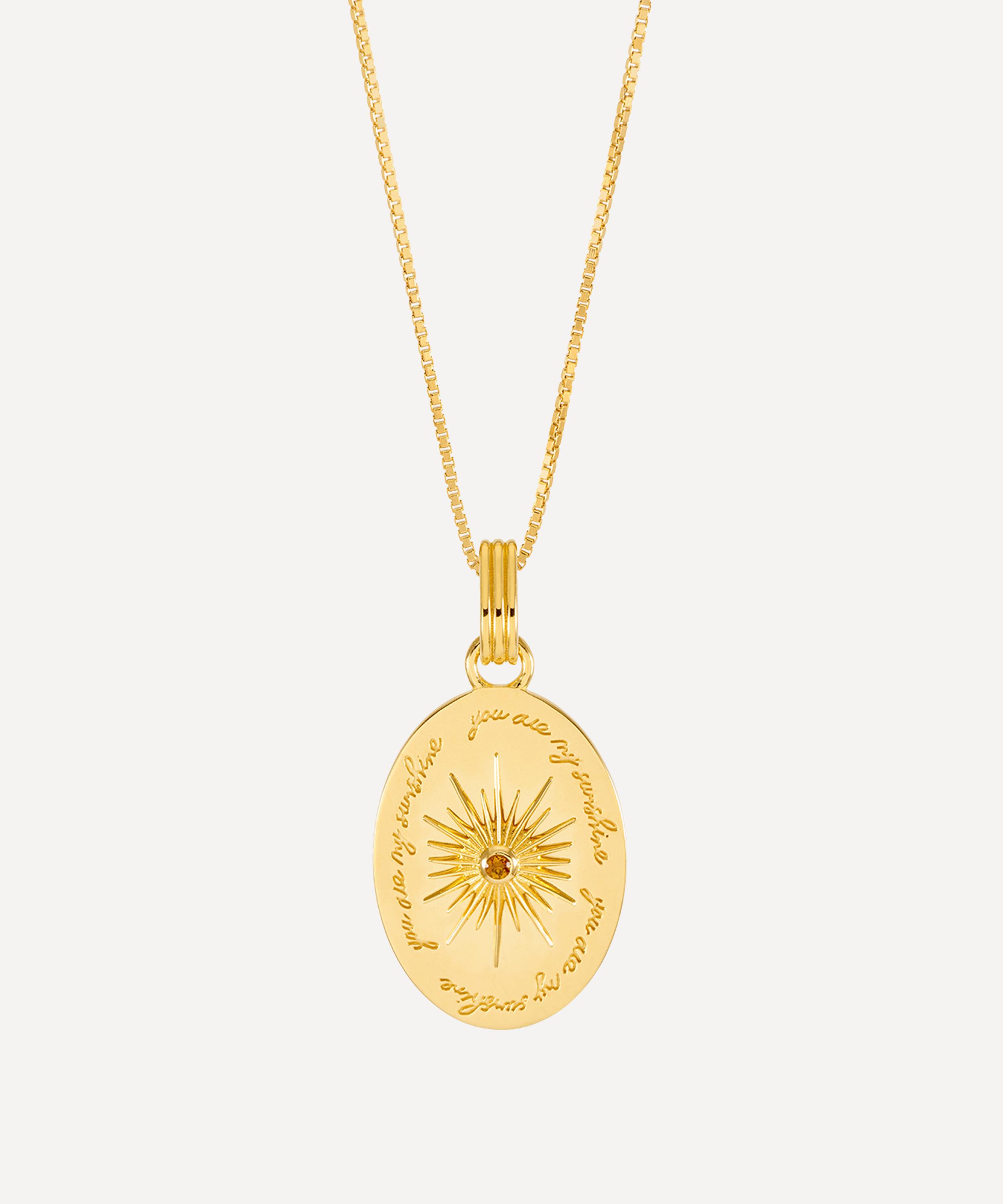 Rachel Jackson - 18ct Gold-Plated vermeil Silver You Are My Sunshine Citrine Pendant Necklace