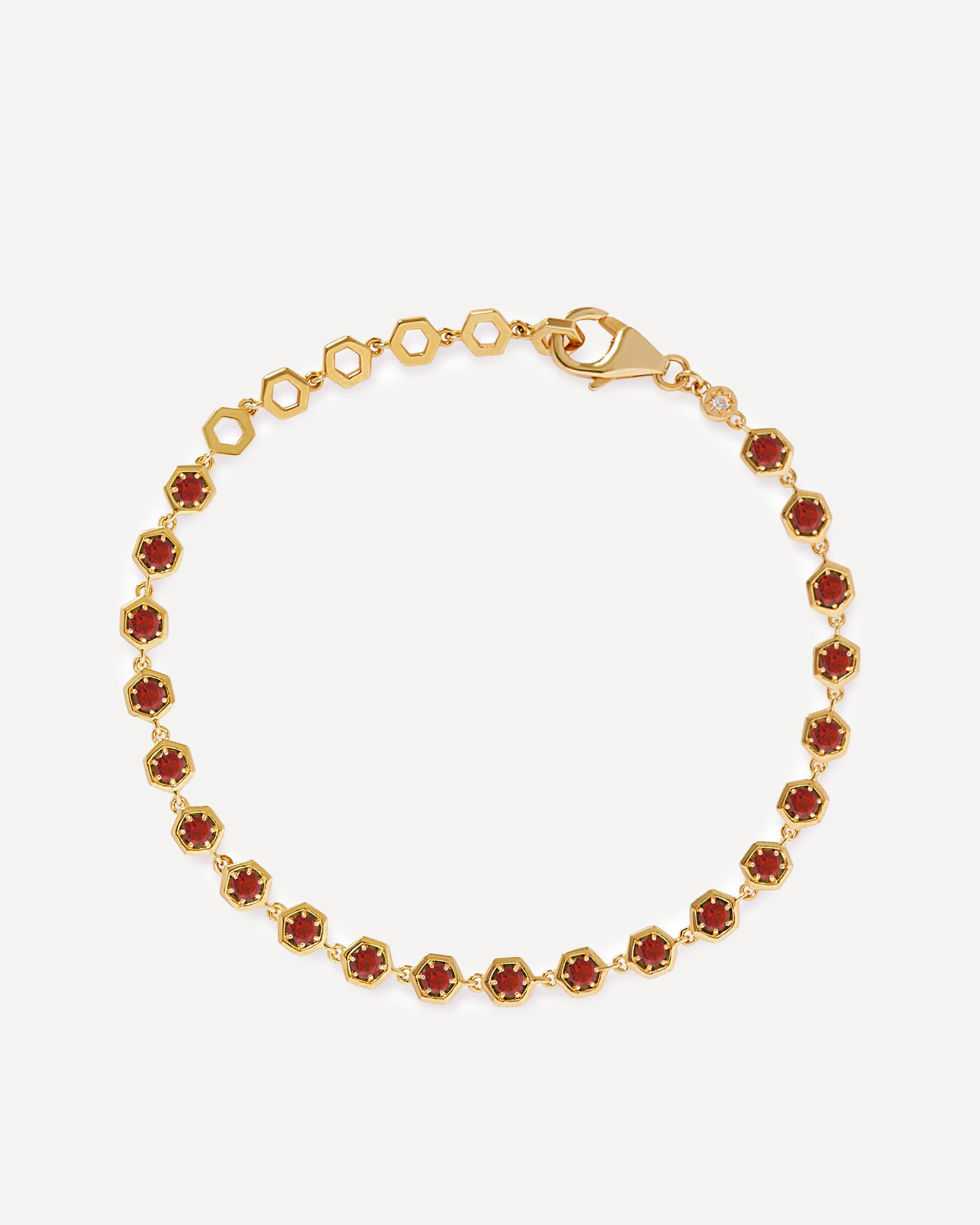Astley Clarke - 18ct Gold-Plated Vermeil Silver Deco Red Garnet Tennis Bracelet