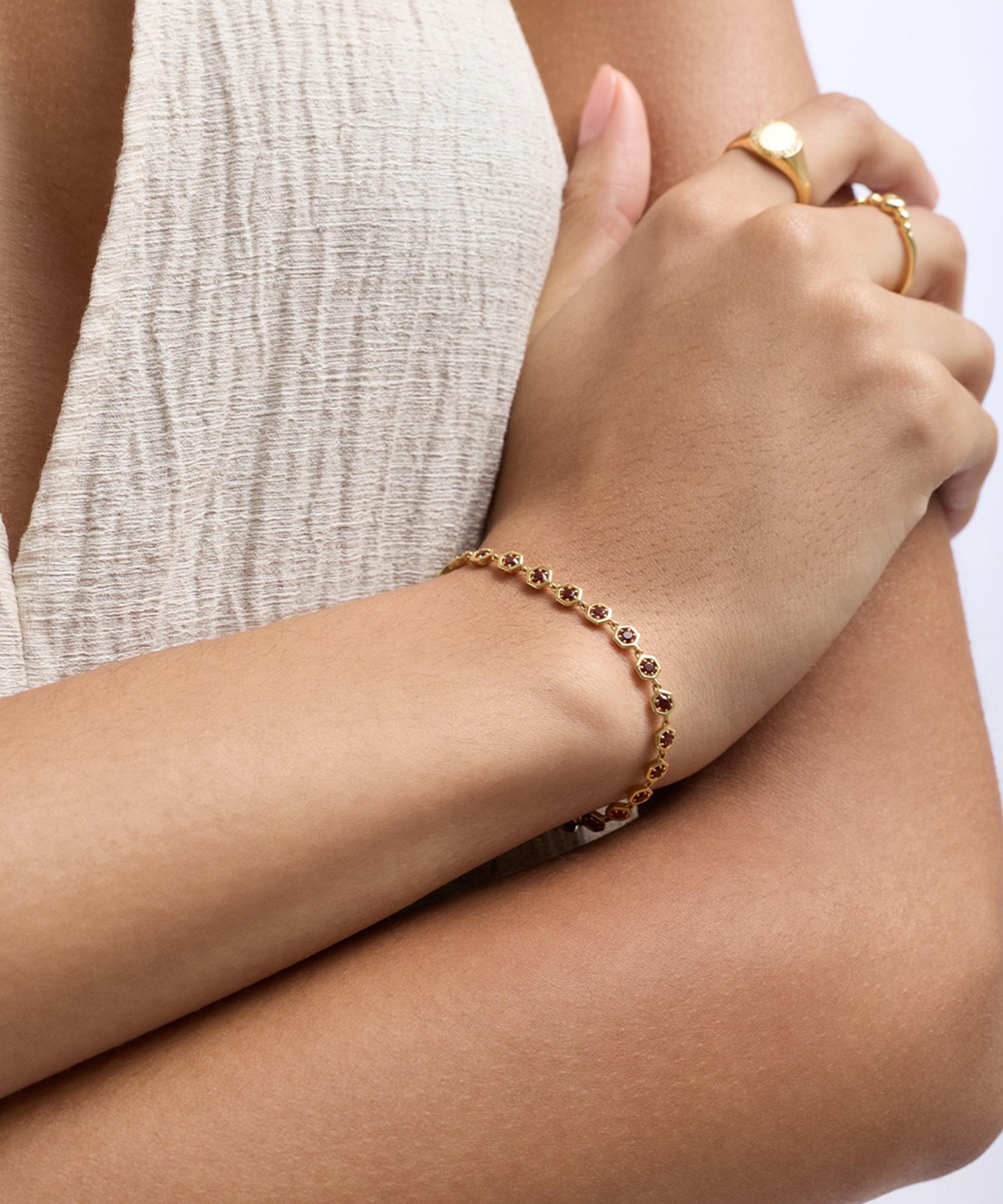 Astley Clarke - 18ct Gold-Plated Vermeil Silver Deco Red Garnet Tennis Bracelet image number 1