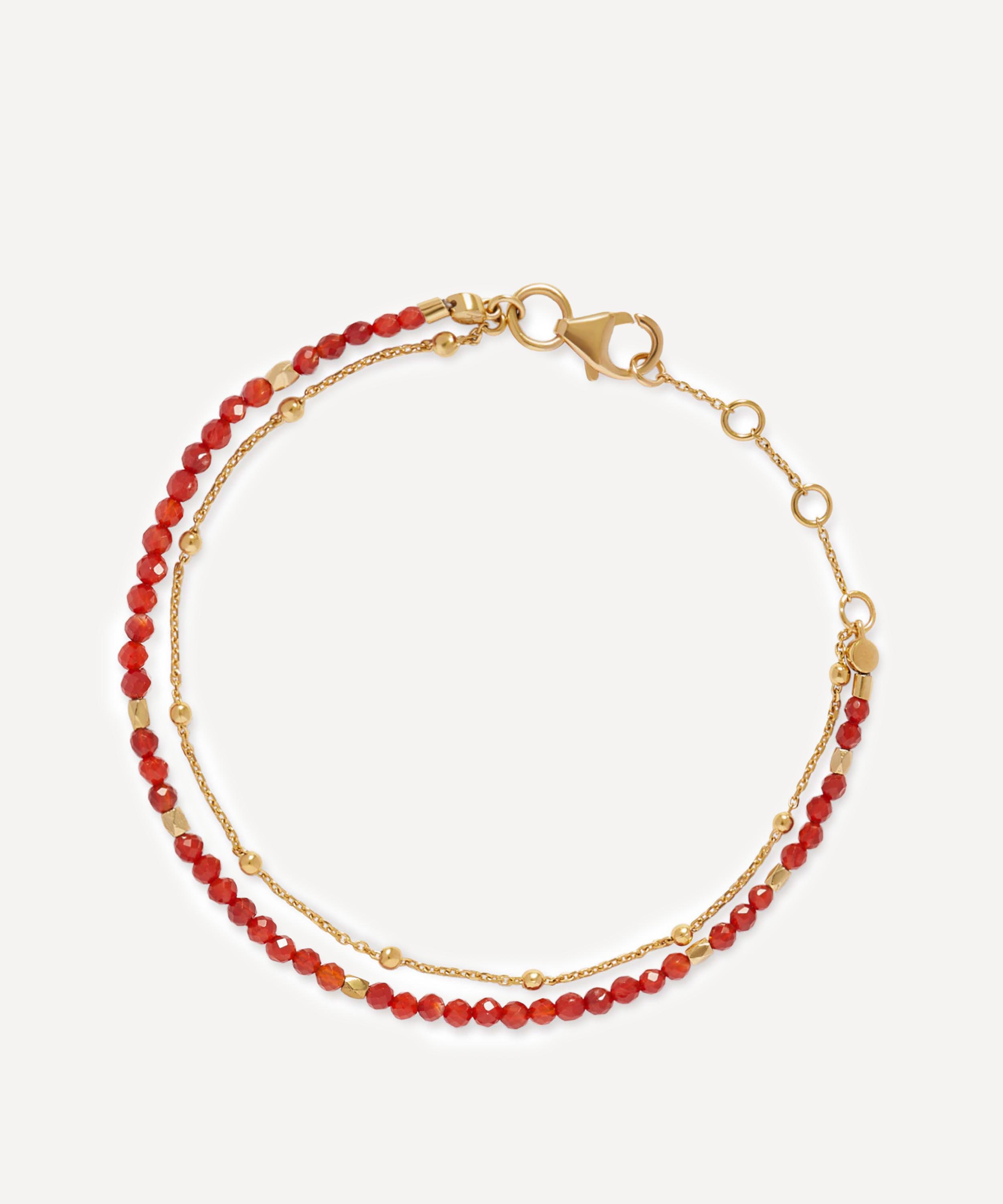 Astley Clarke - 18ct Gold-Plated Vermeil Silver Fine Biography Red Carnelian Bracelet
