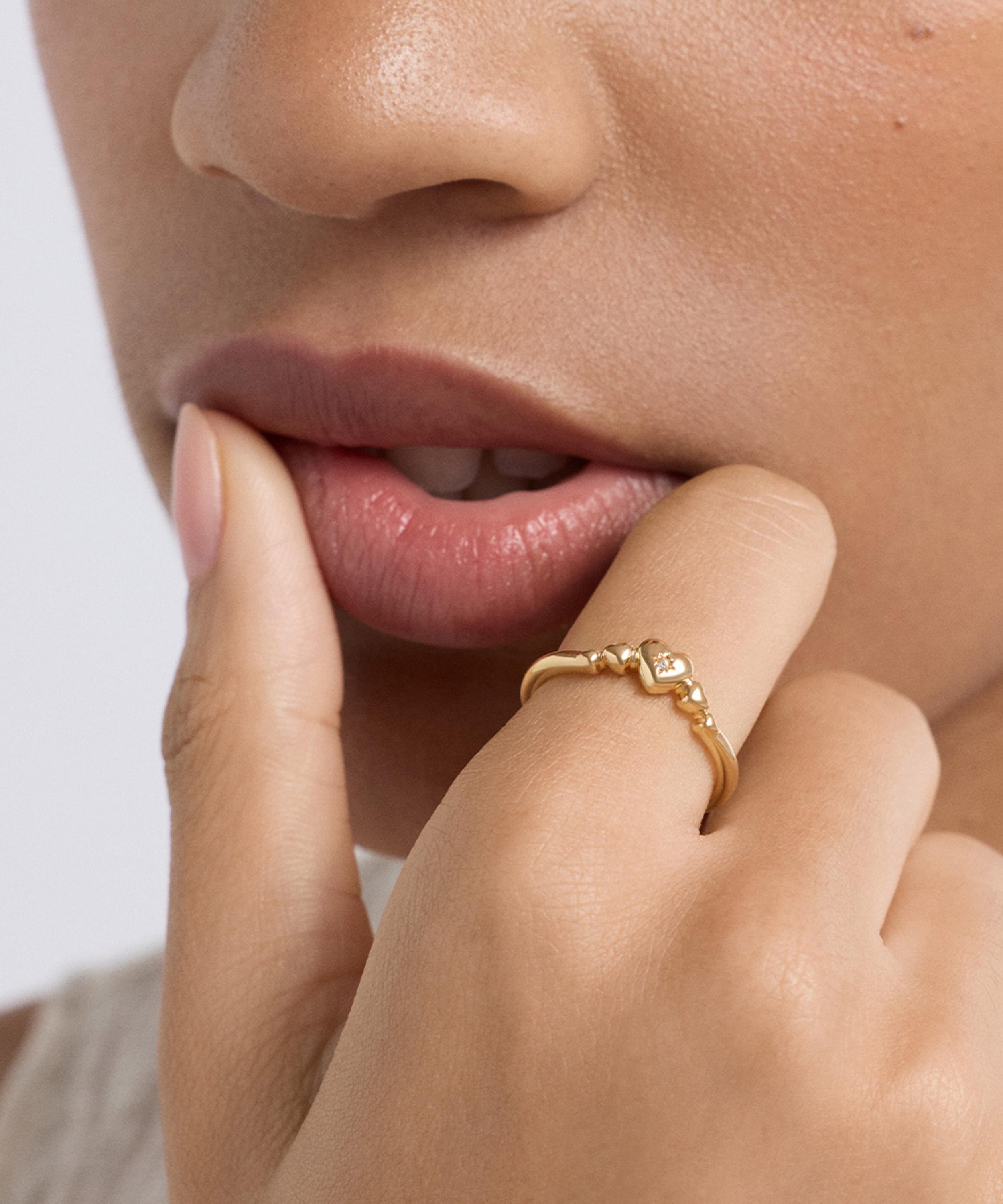 Astley Clarke - 18ct Gold-Plated Vermeil Silver Biography Heart Ring Jacket image number 1