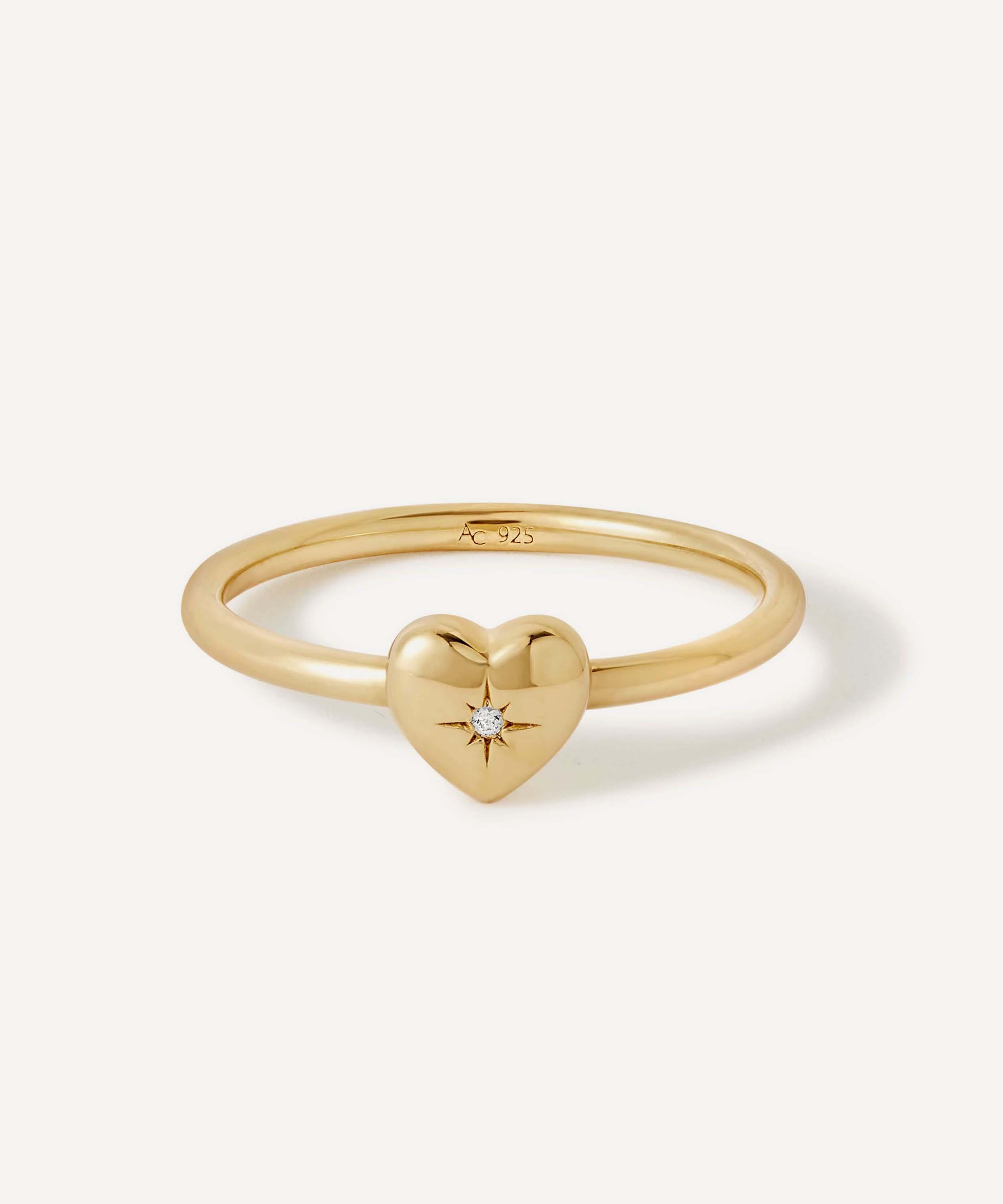 Astley Clarke - 18ct Gold-Plated Vermeil Silver Biography Heart Ring