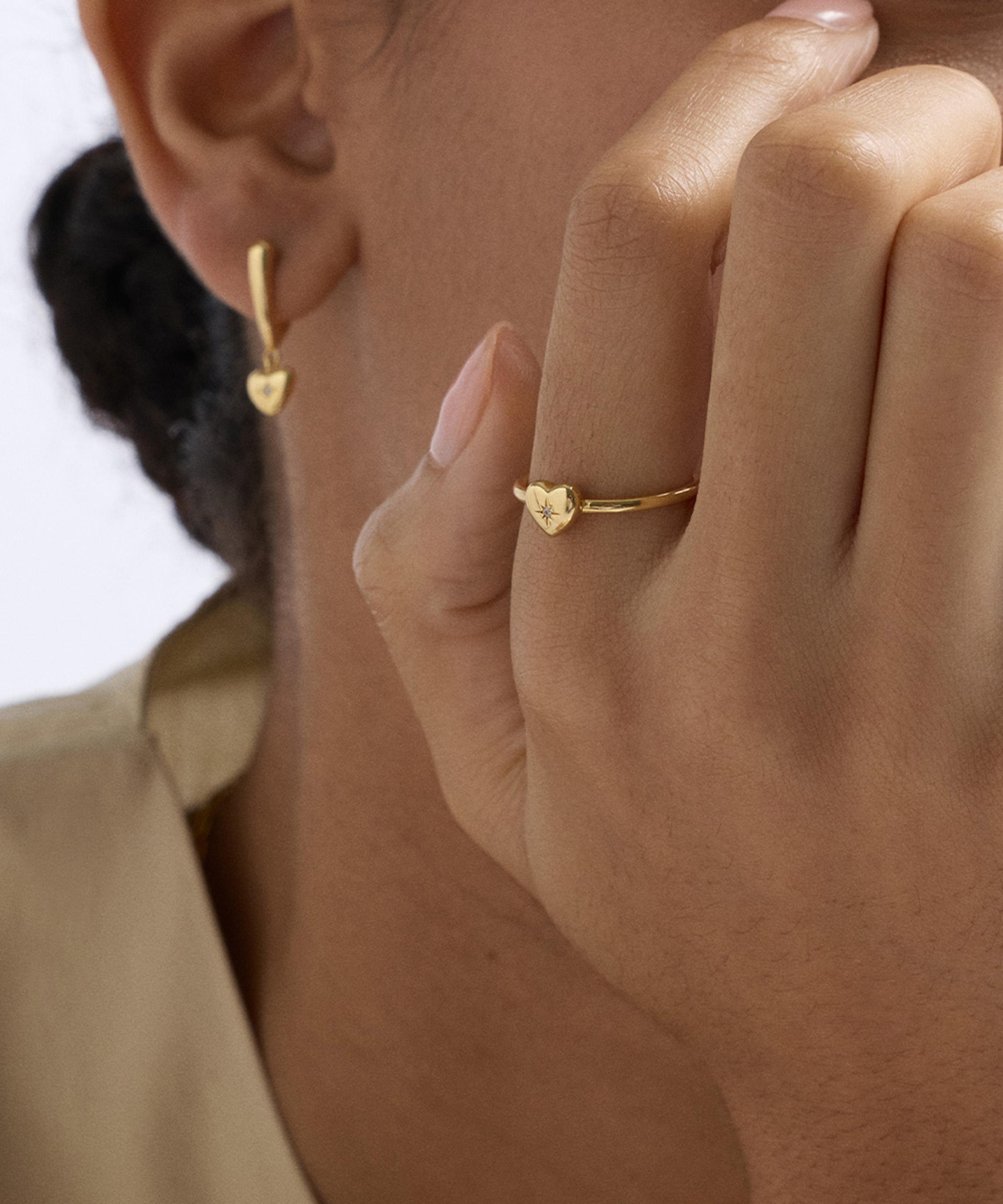 Astley Clarke - 18ct Gold-Plated Vermeil Silver Biography Heart Ring image number 1