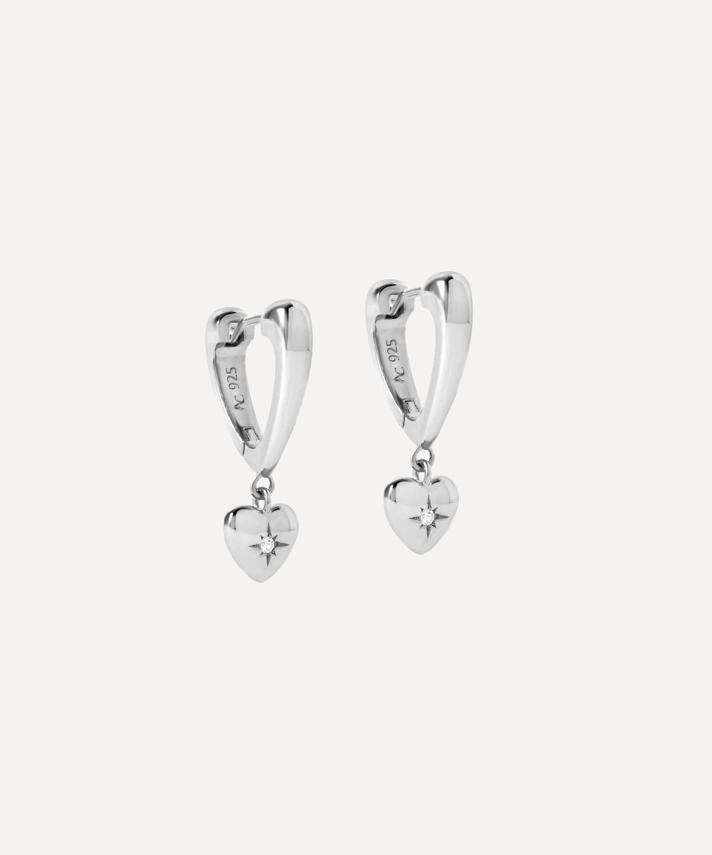 Astley Clarke - Sterling Silver Biography Heart Hoop Drop Earrings