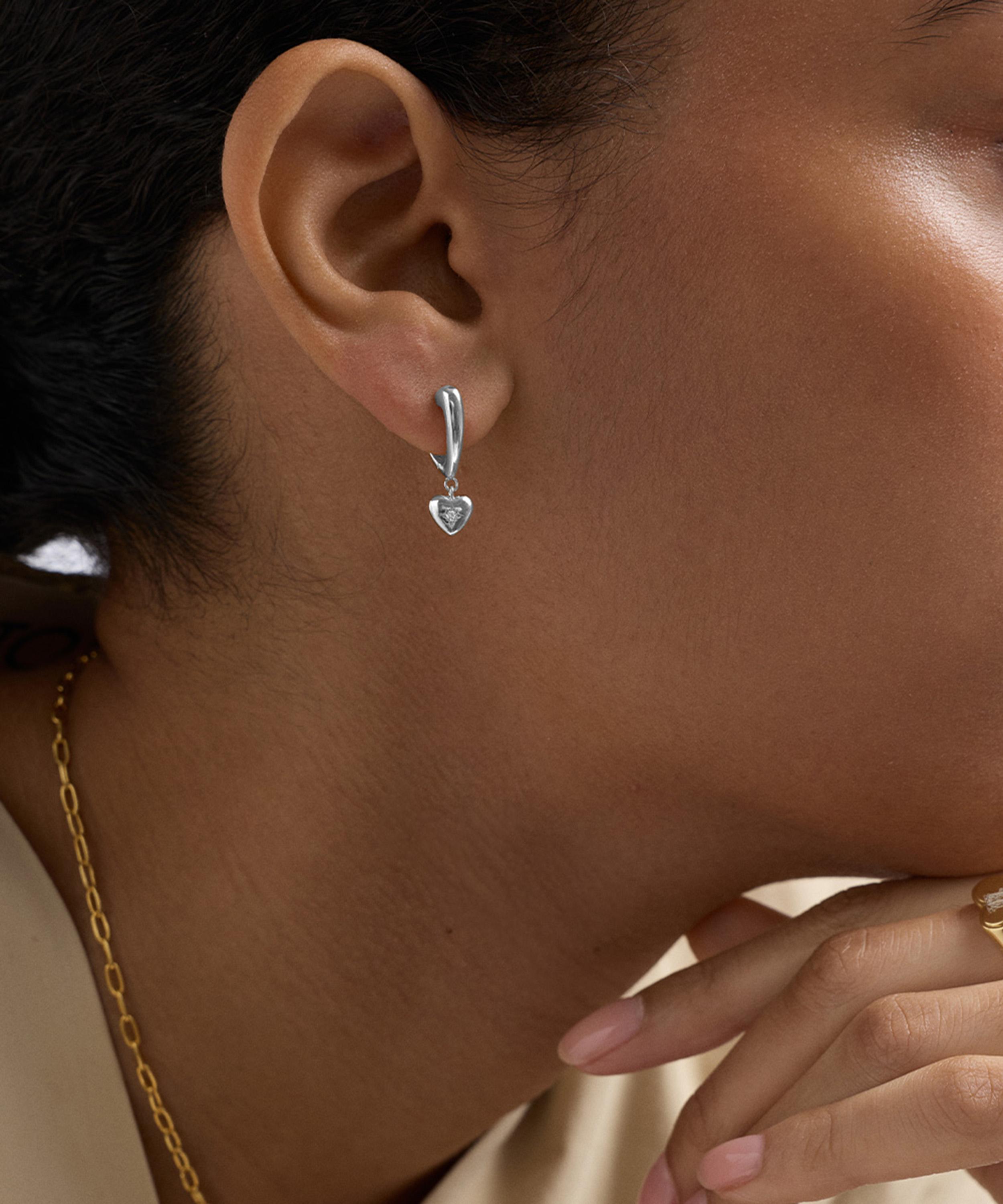 Astley Clarke - Sterling Silver Biography Heart Hoop Drop Earrings image number 1