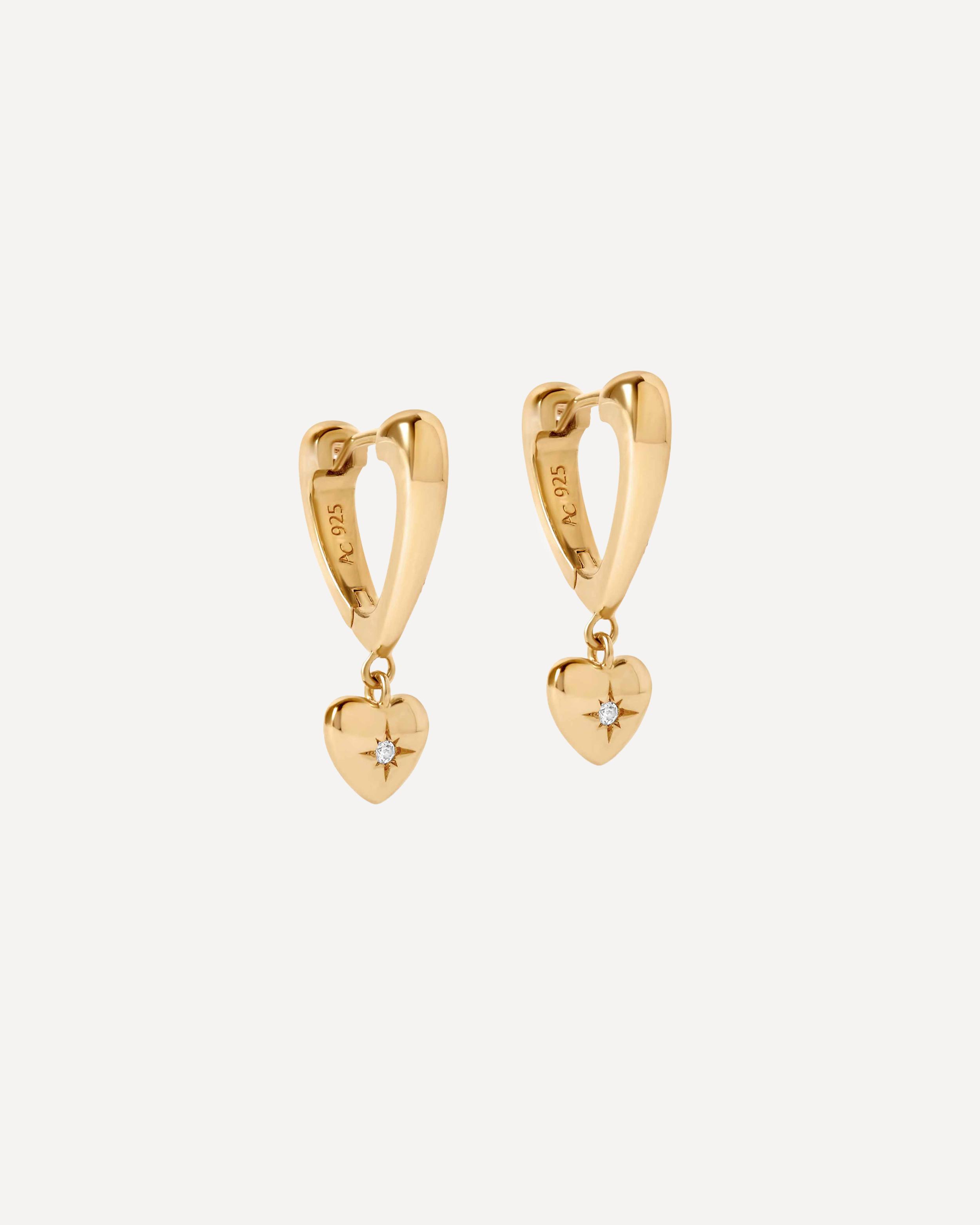 Astley Clarke - 18ct Gold-Plated Vermeil Silver Biography Heart Hoop Drop Earrings