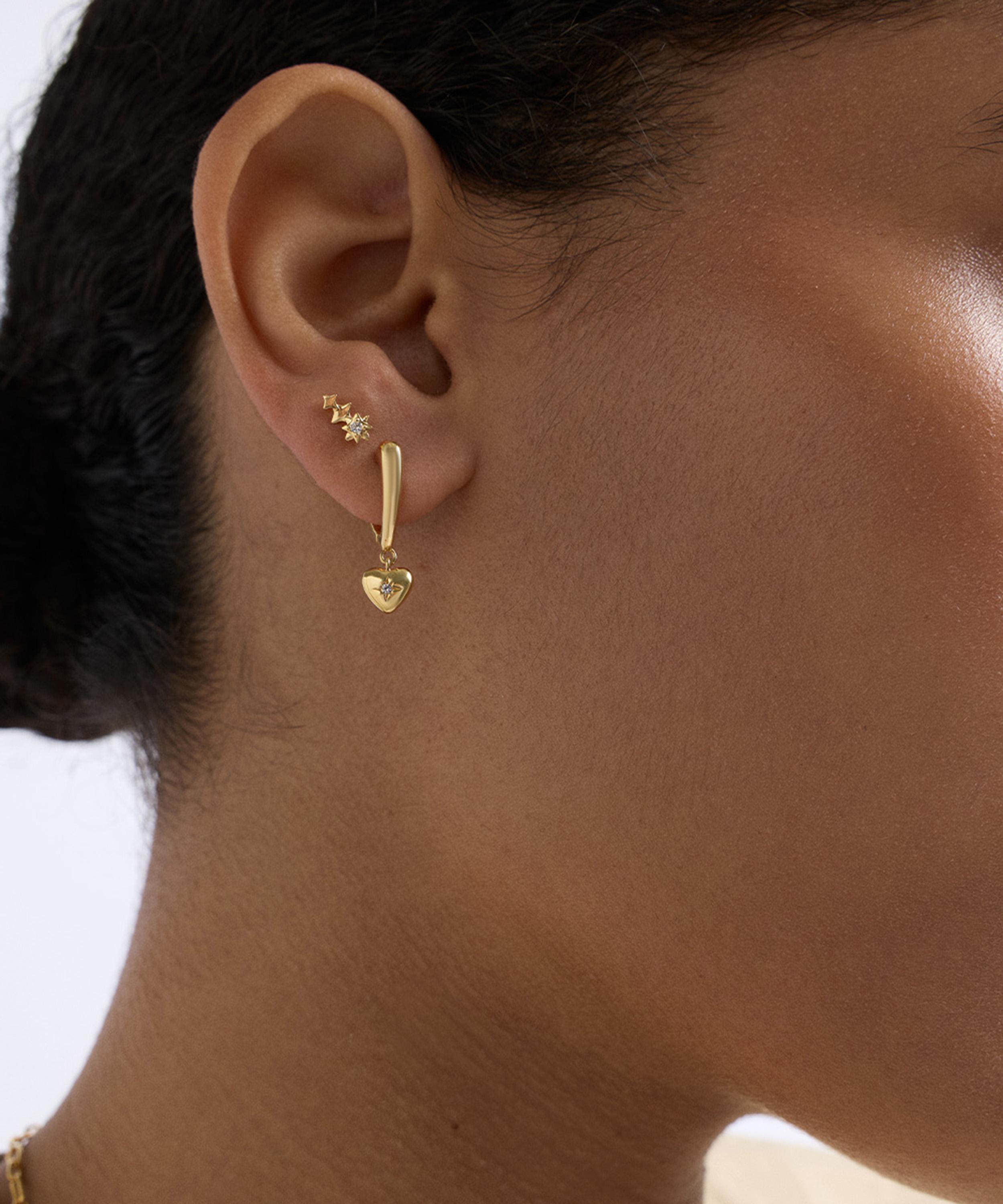 Astley Clarke - 18ct Gold-Plated Vermeil Silver Biography Heart Hoop Drop Earrings image number 1