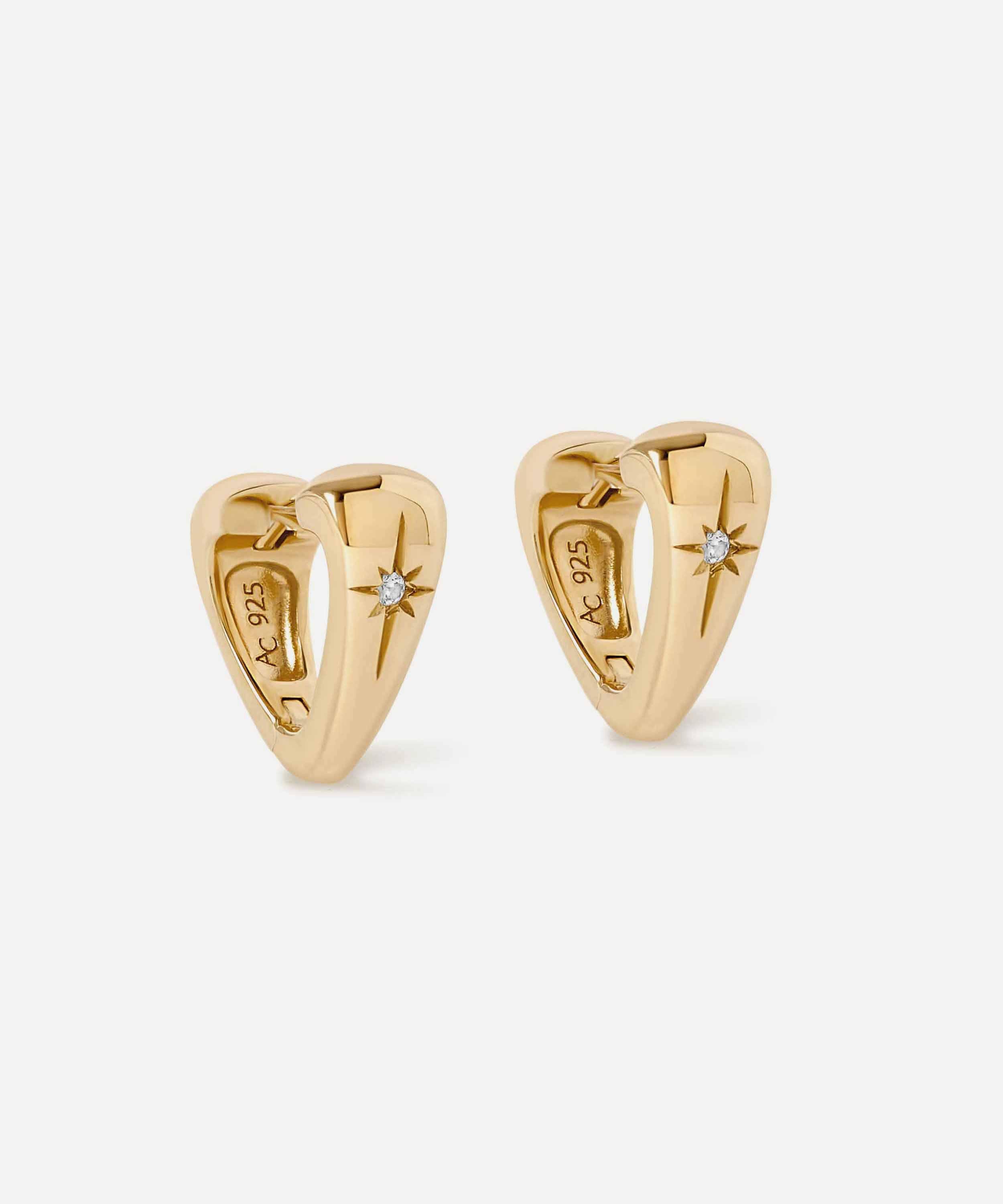 Astley Clarke - 18ct Gold-Plated Vermeil Silver Biography Heart Huggie Hoop Earrings