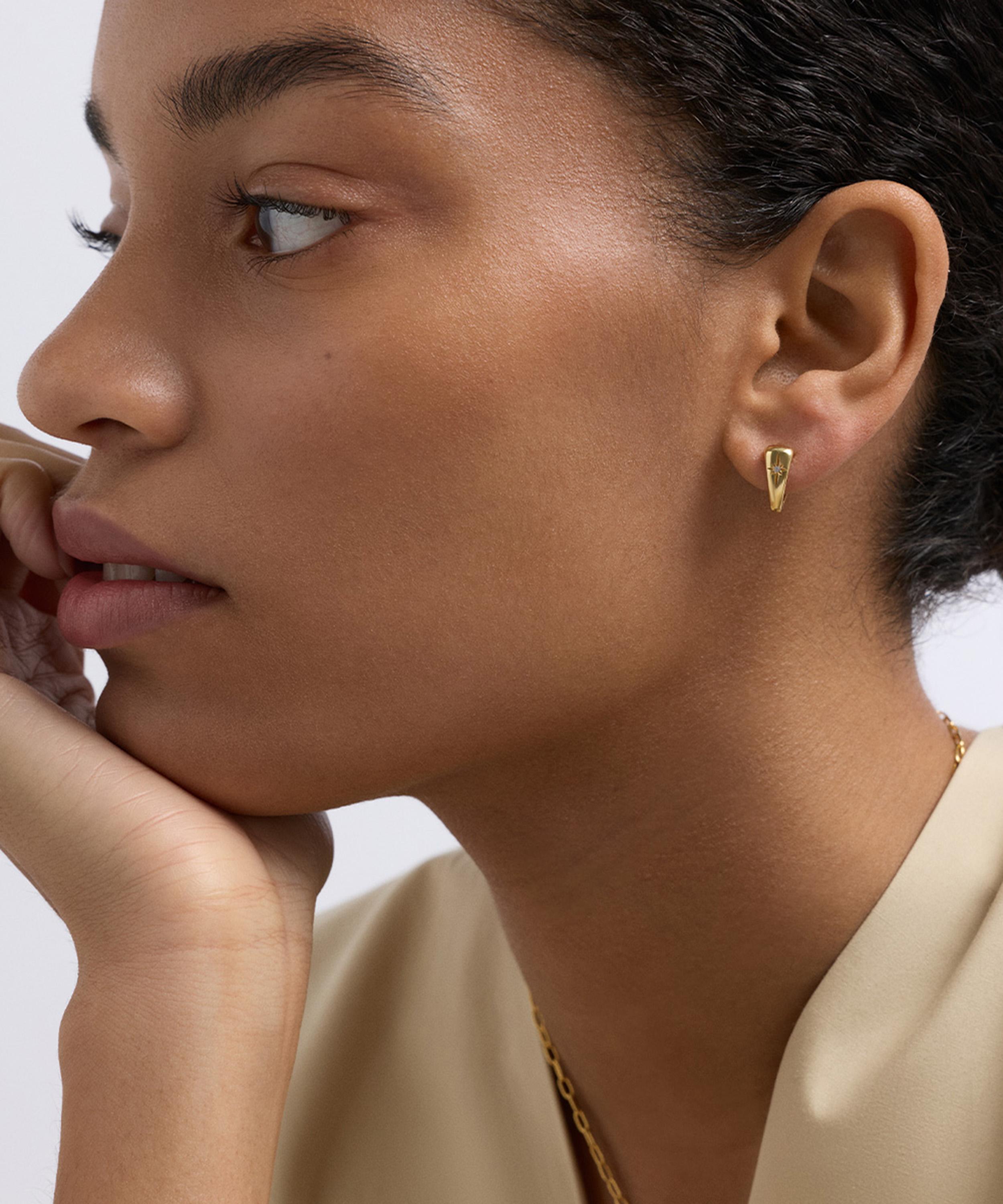 Astley Clarke - 18ct Gold-Plated Vermeil Silver Biography Heart Huggie Hoop Earrings image number 1