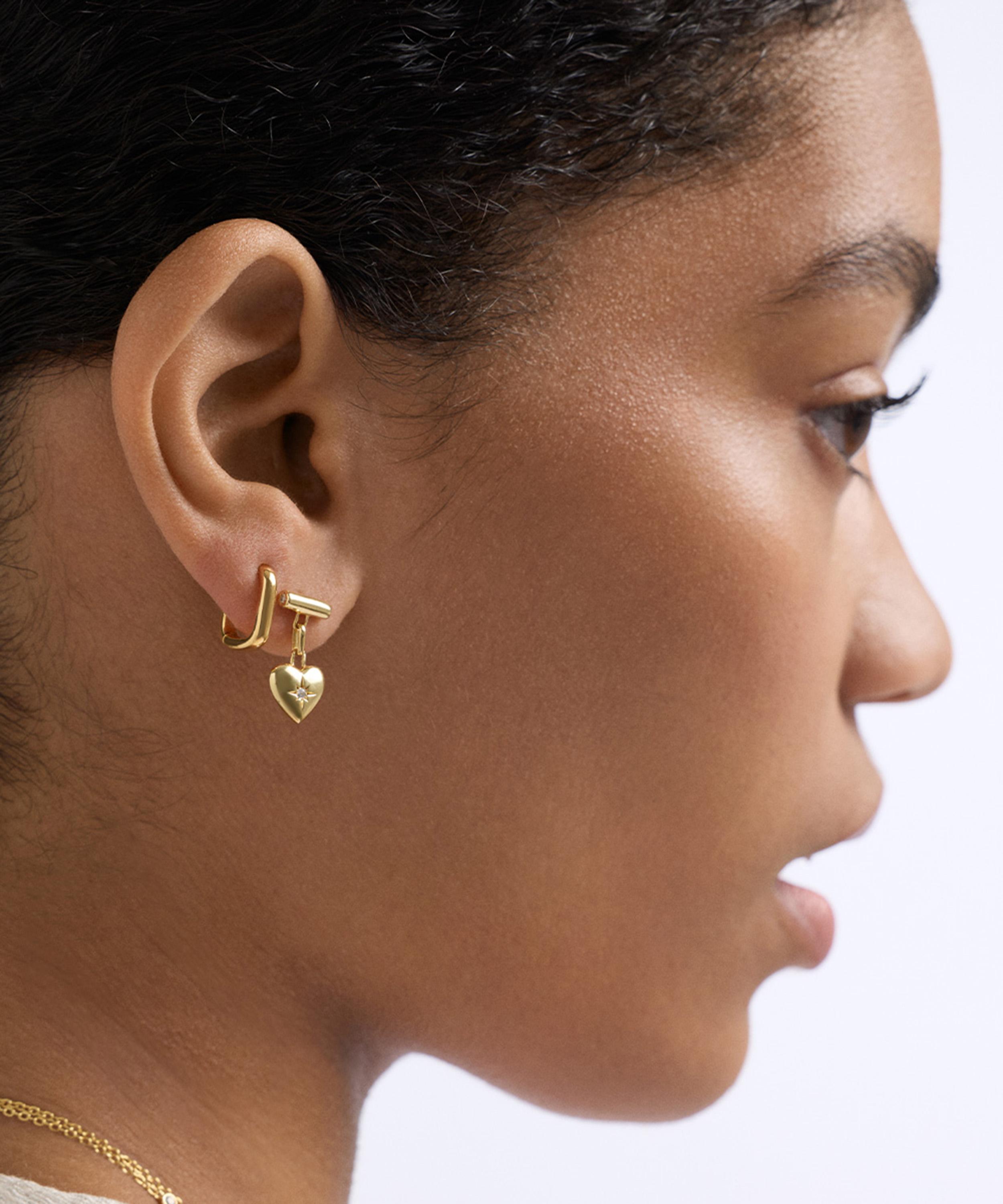 Astley Clarke - 18ct Gold-Plated Vermeil Silver Biography Heart Stud Drop Earrings image number 1