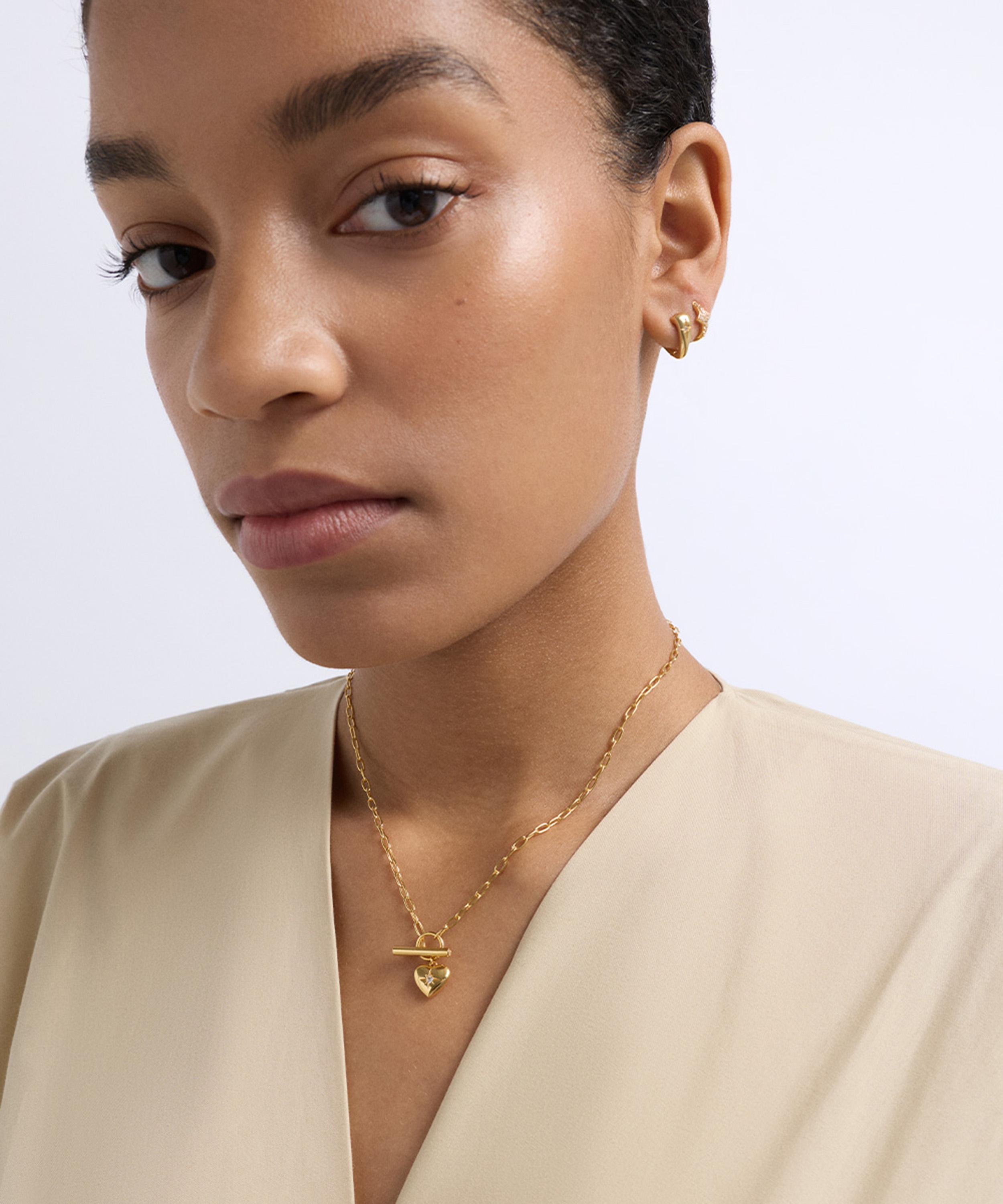 Astley Clarke - 18ct Gold-Plated Vermeil Silver Biography Heart T-Bar Pendant Necklace image number 1